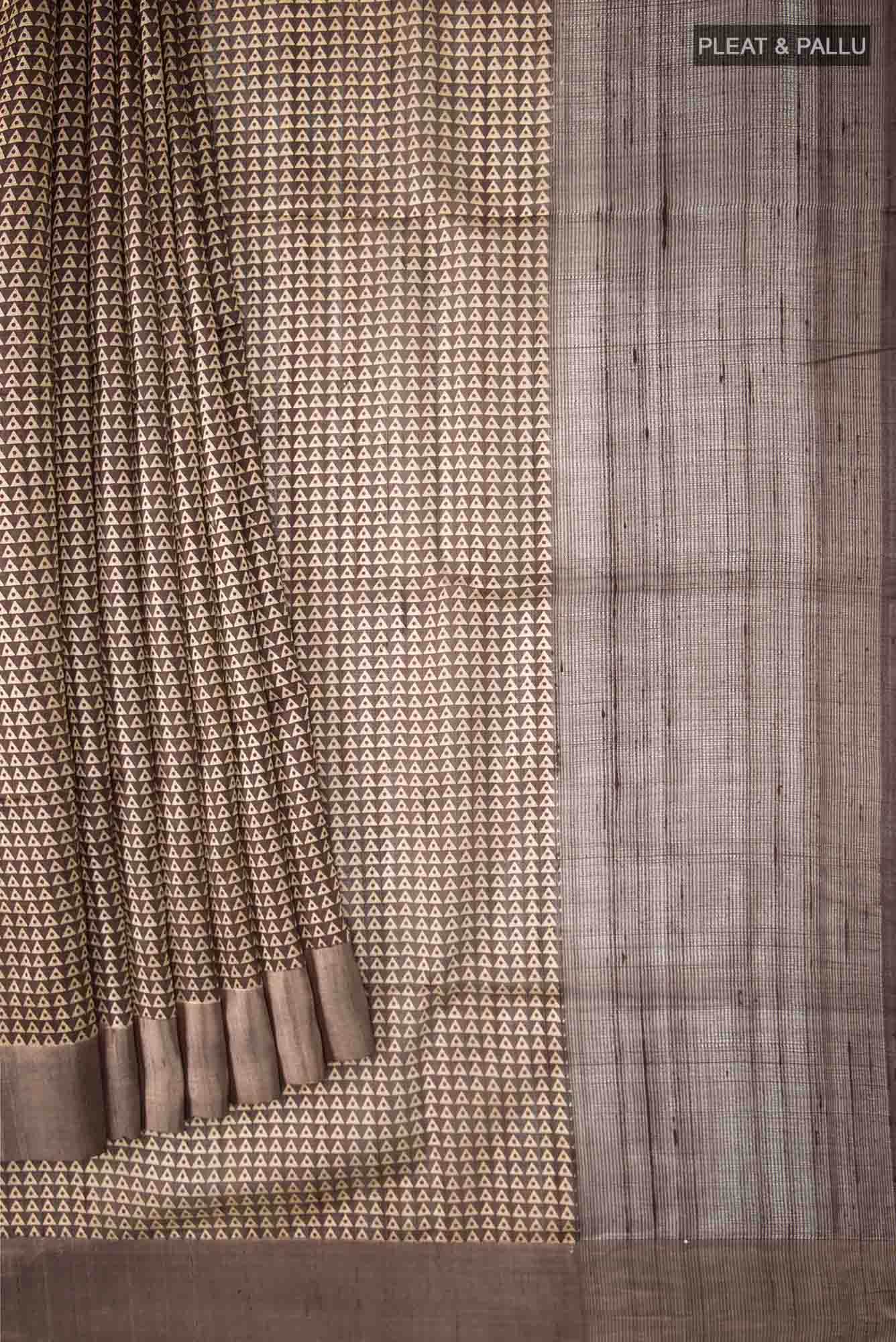 Brown Tussar Silk Saree