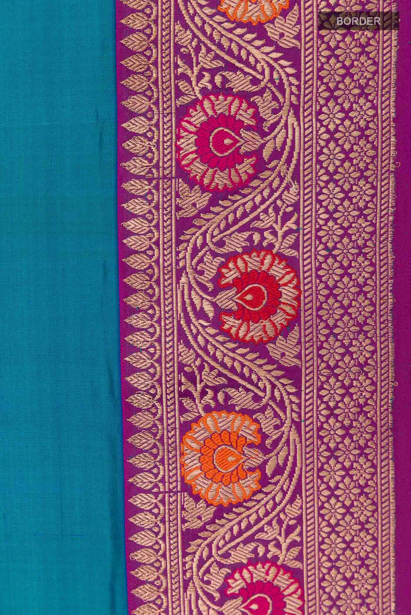 Peacock Blue Banarasi Silk Saree