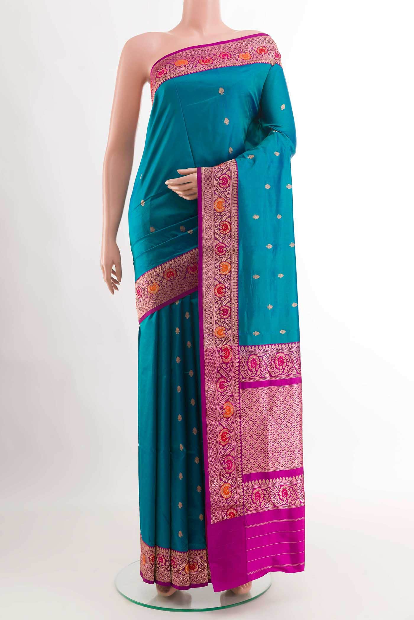 Peacock Blue Banarasi Silk Saree