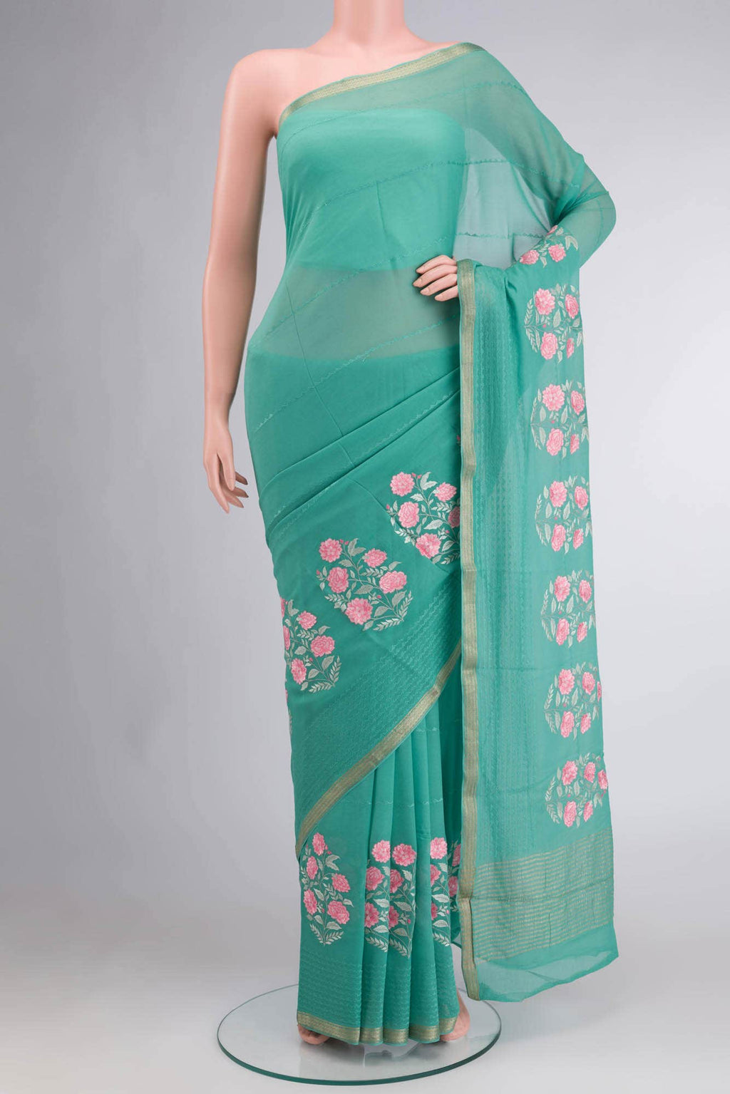 Green Chiffon Saree