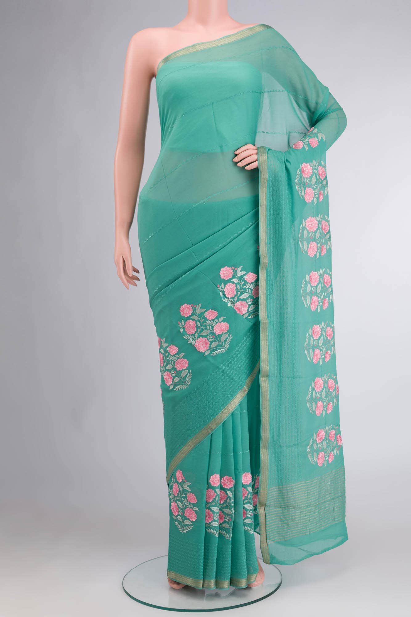 Green Chiffon Saree