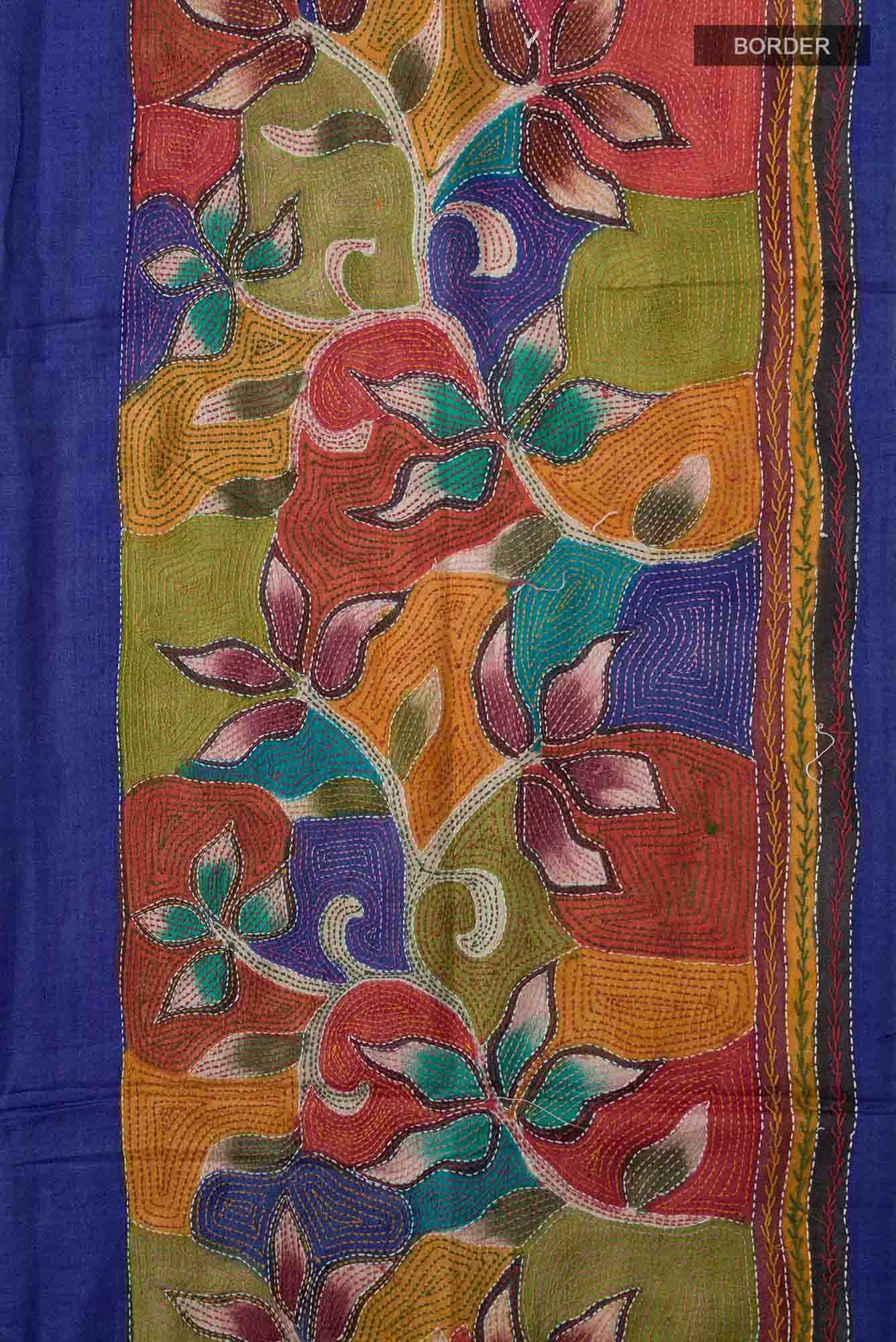 Blue Bhagalpuri Tussar Silk Saree