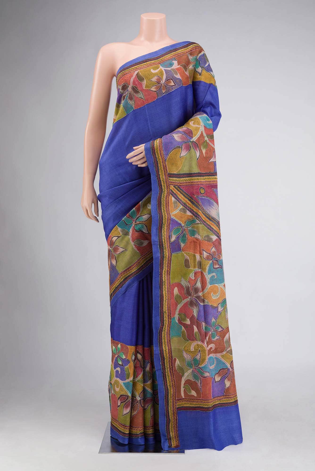 Blue Bhagalpuri Tussar Silk Saree
