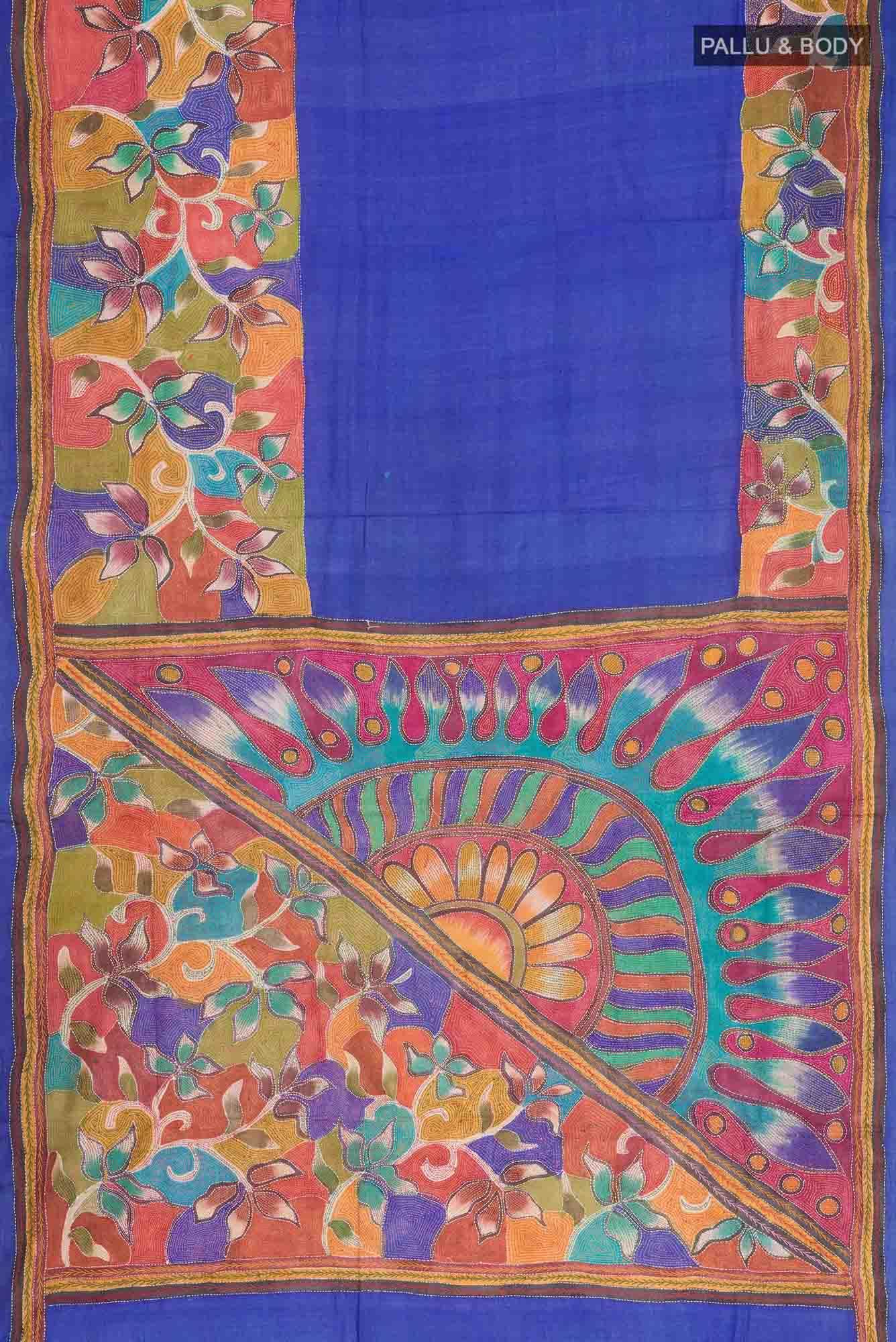 Blue Bhagalpuri Tussar Silk Saree