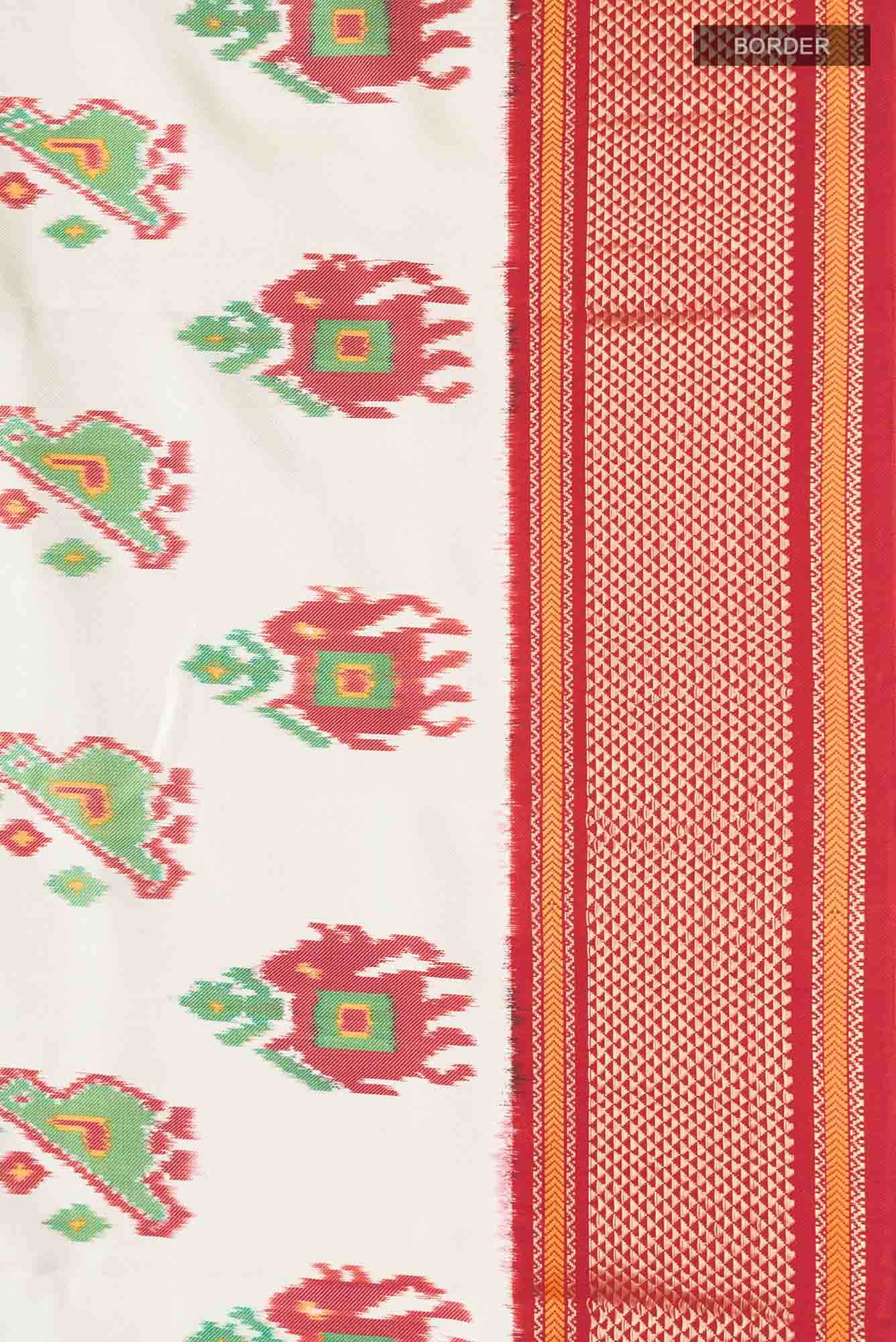 Cream Pochampally Silk Saree
