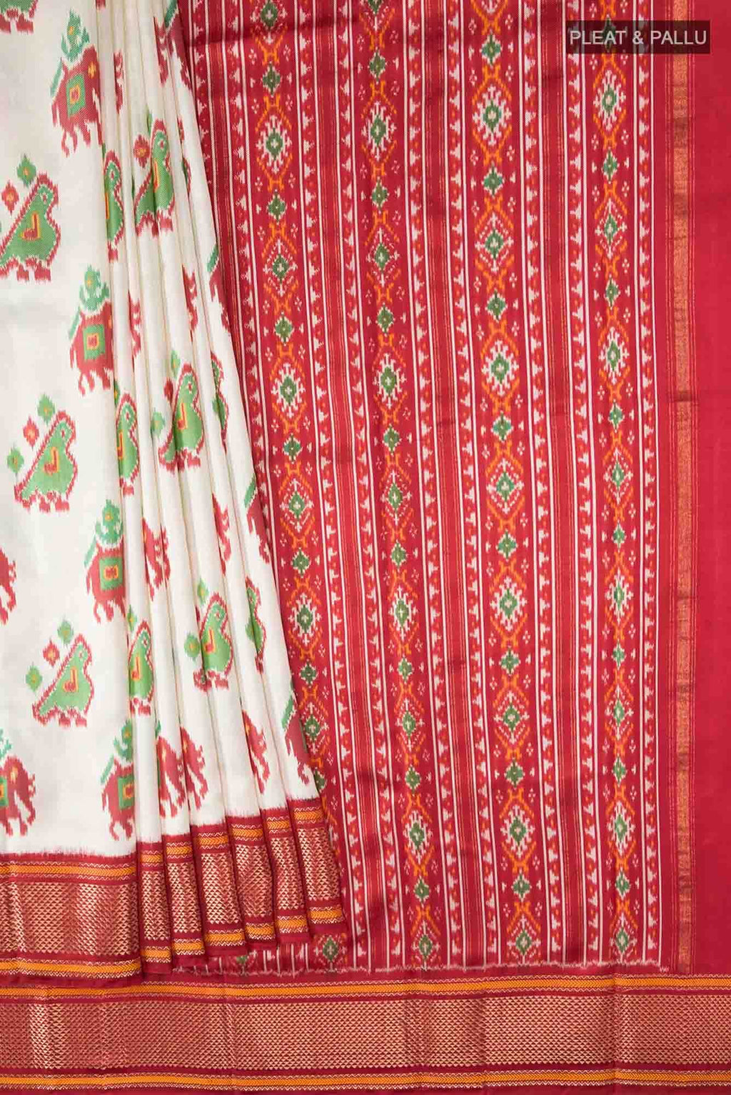 Cream Pochampally Silk Saree