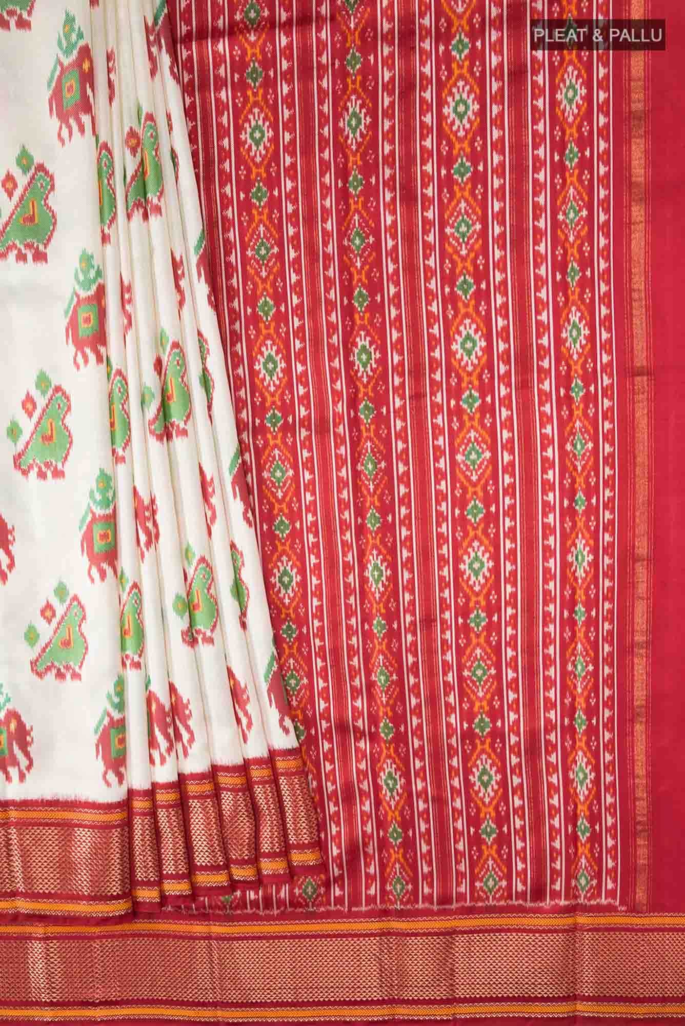 Cream Pochampally Silk Saree