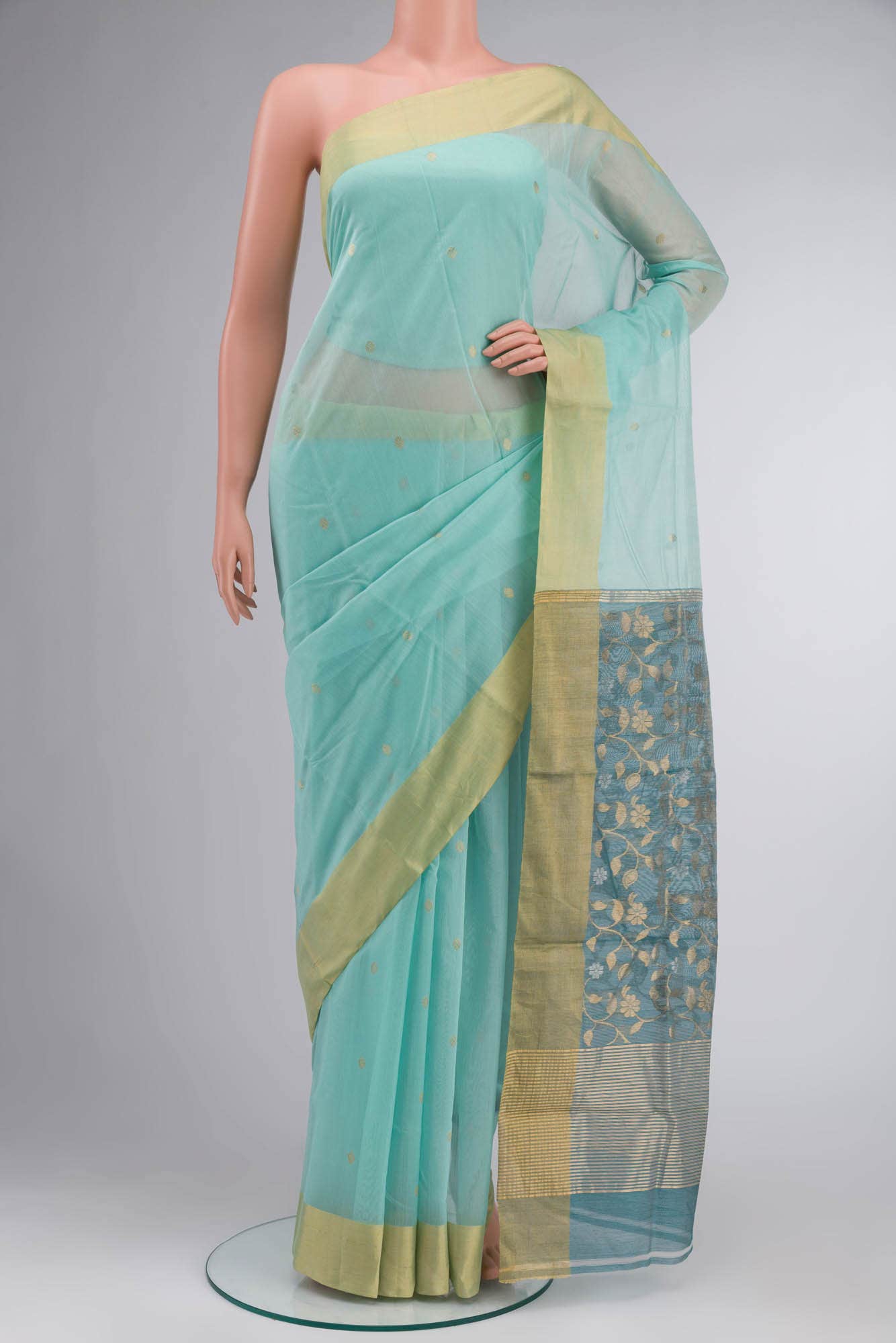 Green Chanderi Silk Cotton Saree