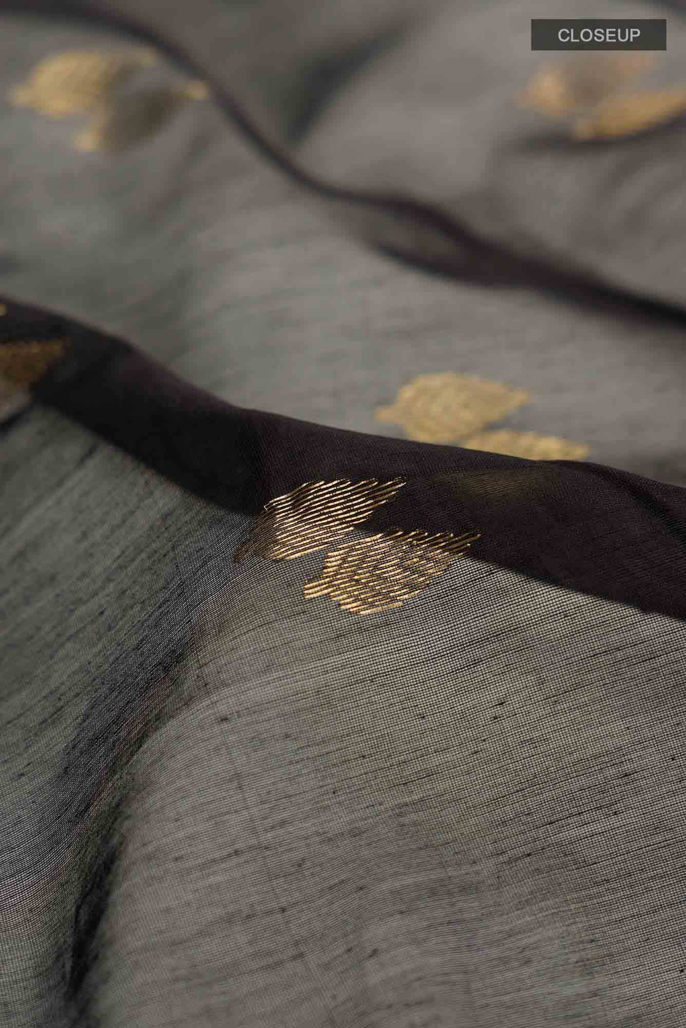 Black Chanderi Silk Cotton Saree