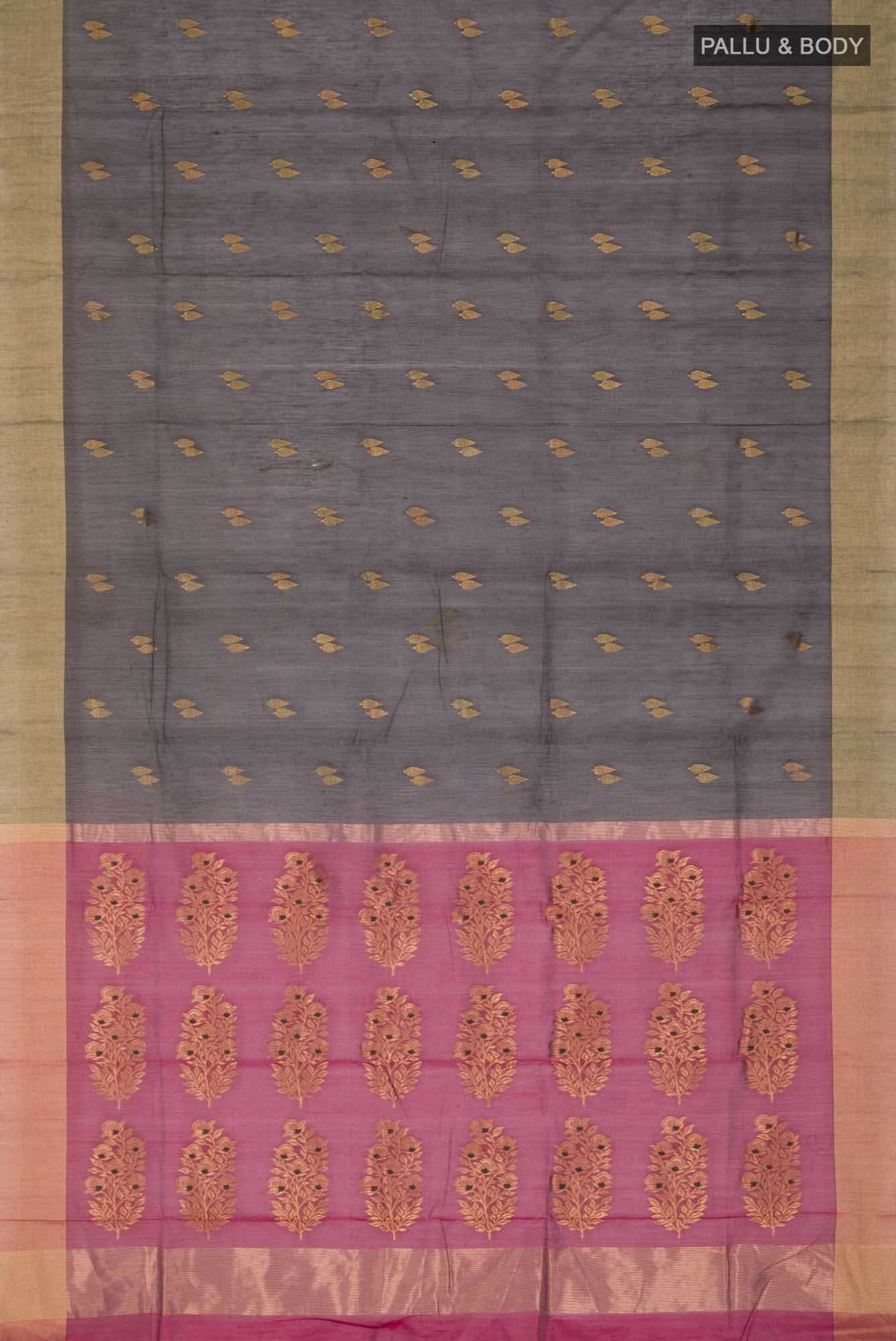 Black Chanderi Silk Cotton Saree