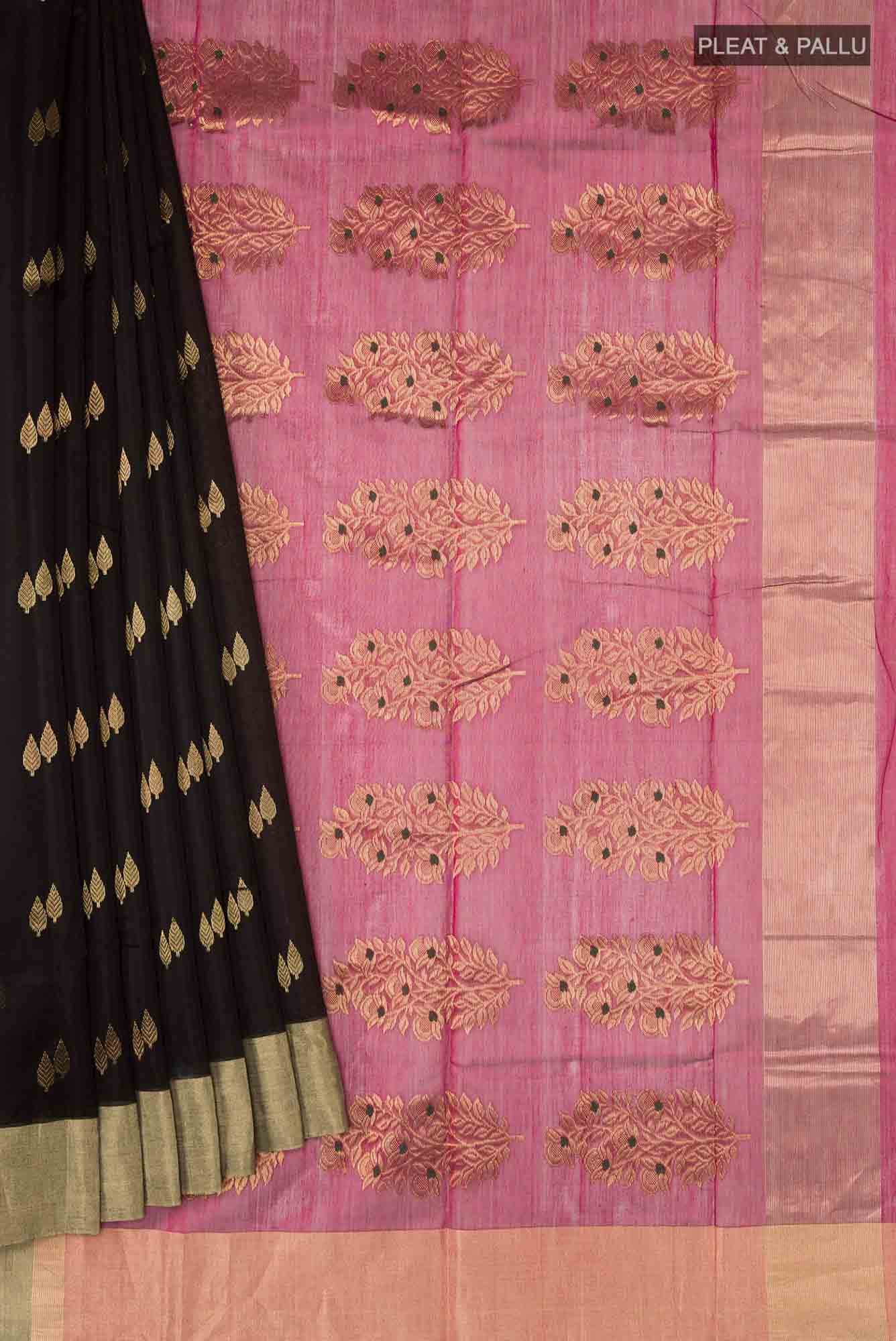Black Chanderi Silk Cotton Saree