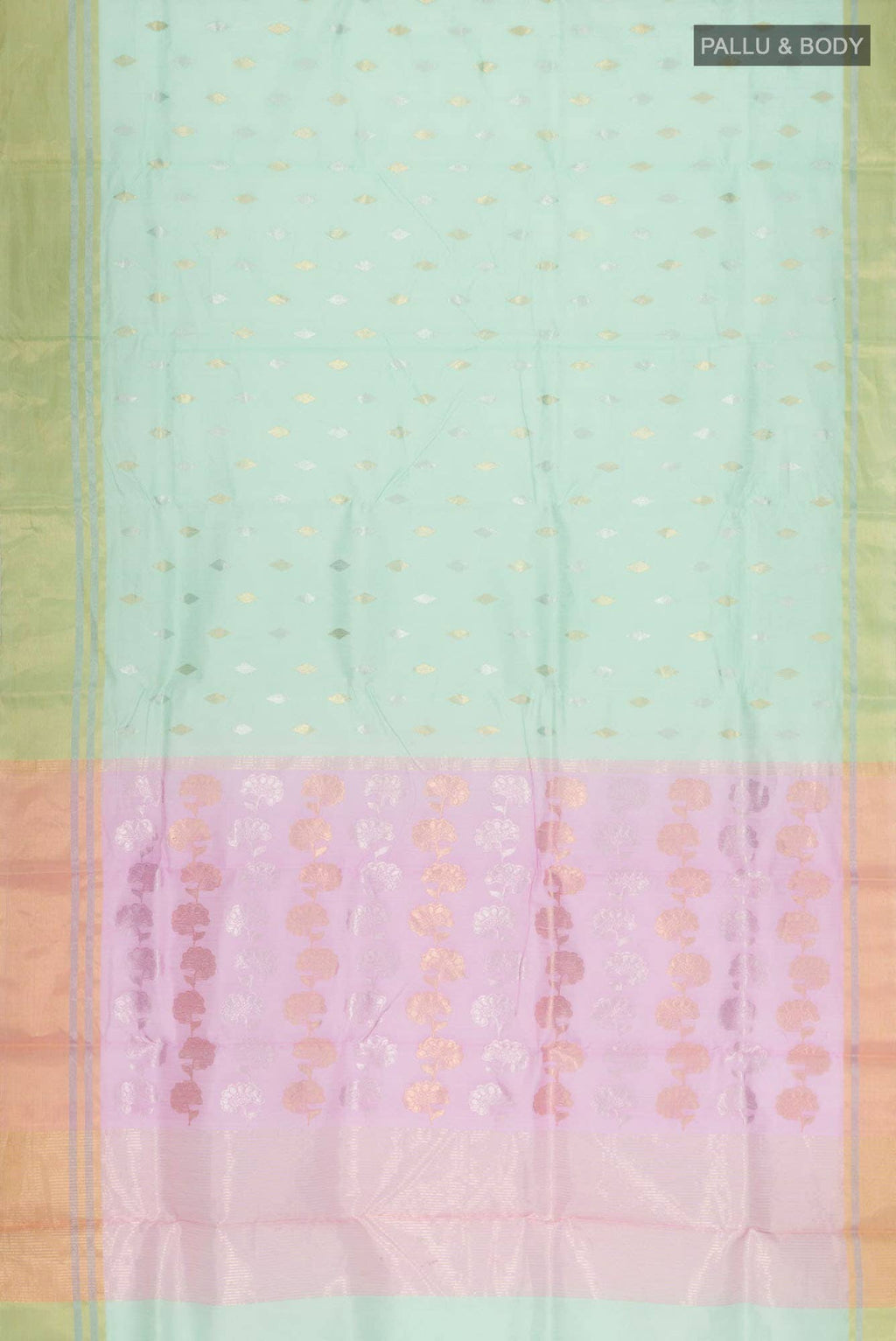 Mint Green Chanderi Silk Cotton Saree