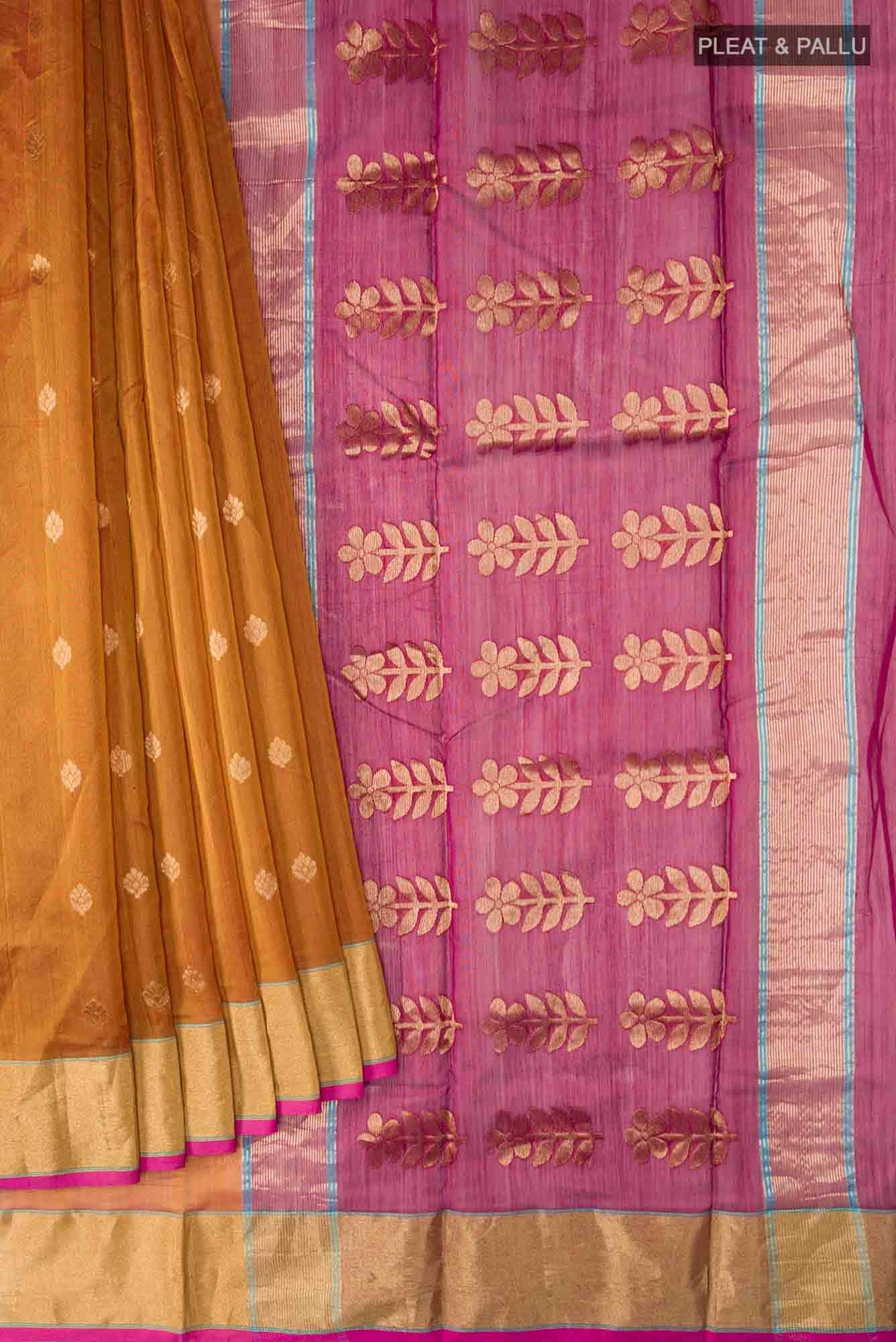 Mustard Chanderi Silk Cotton Saree