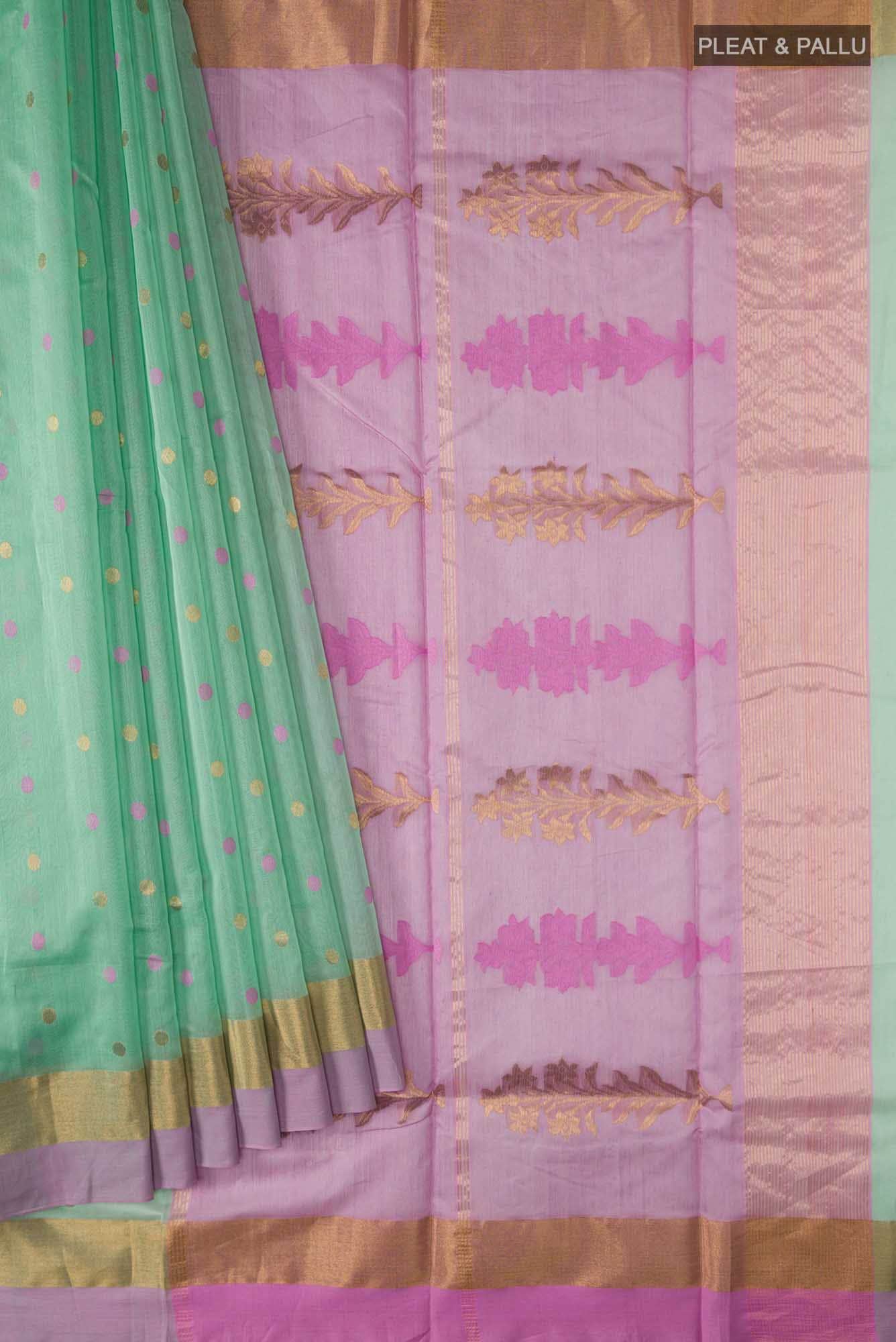 Green Chanderi Silk Cotton Saree