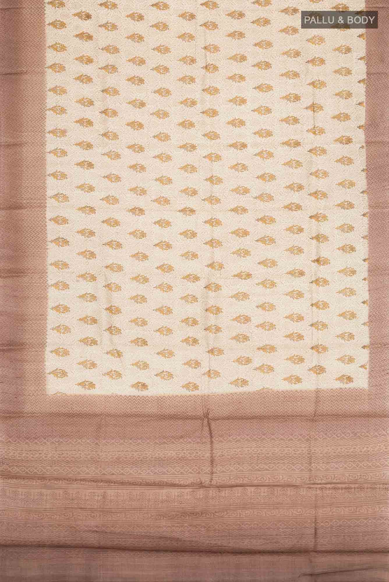 Beige Tussar Silk Saree