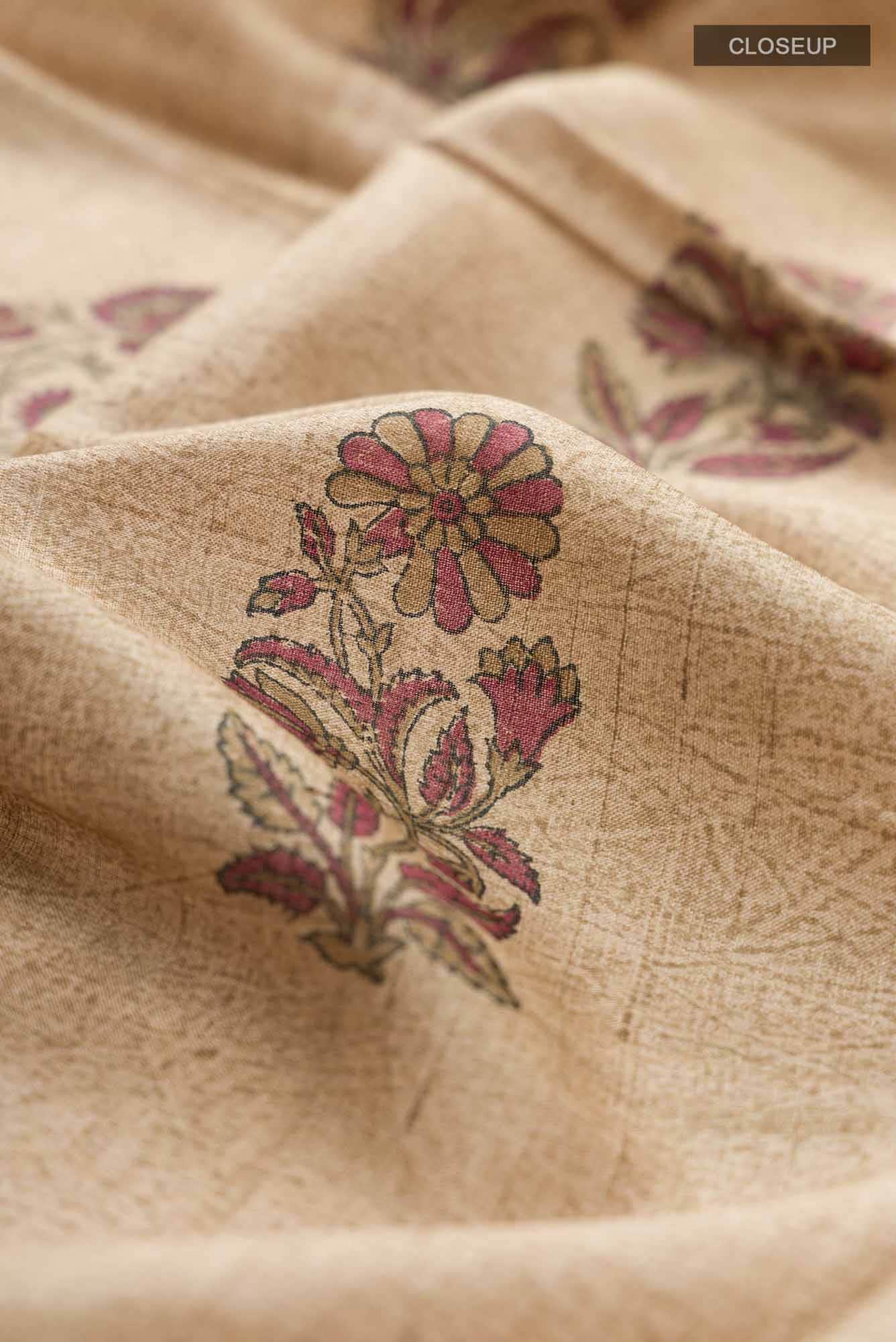 Beige Bhagalpuri Tussar Silk Saree