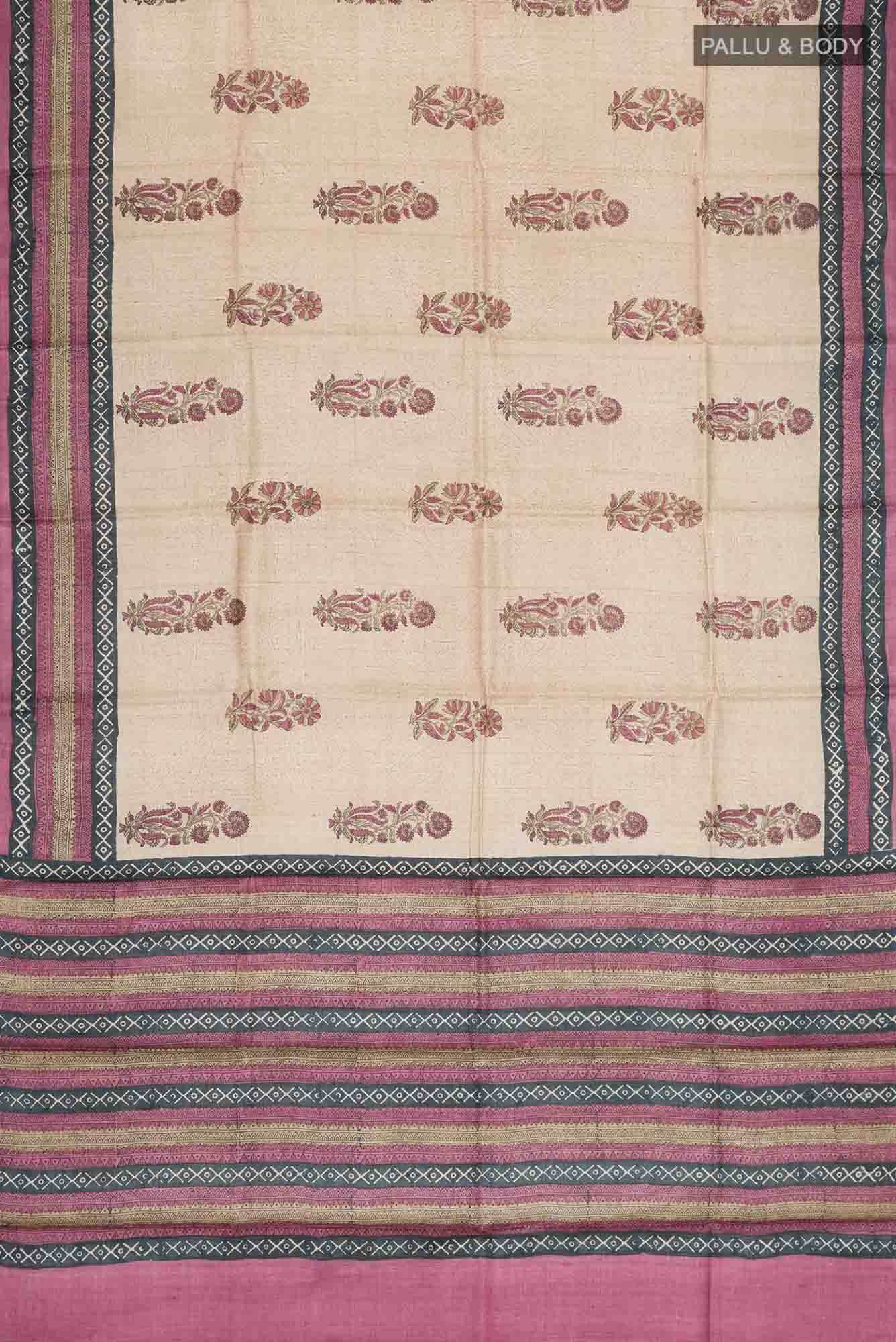 Beige Bhagalpuri Tussar Silk Saree