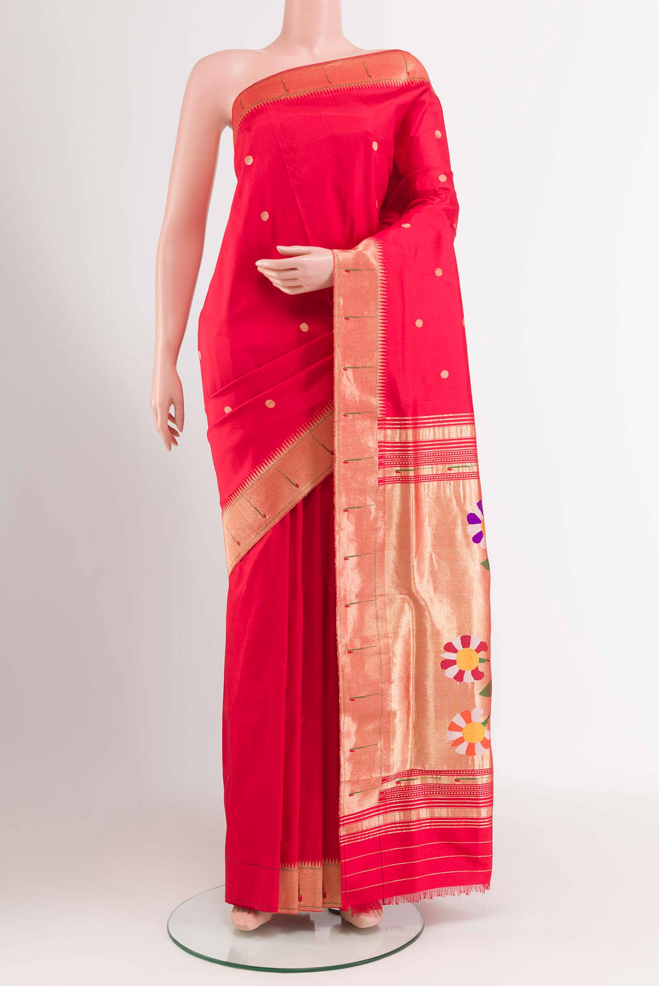 Red Paithani Silk Saree