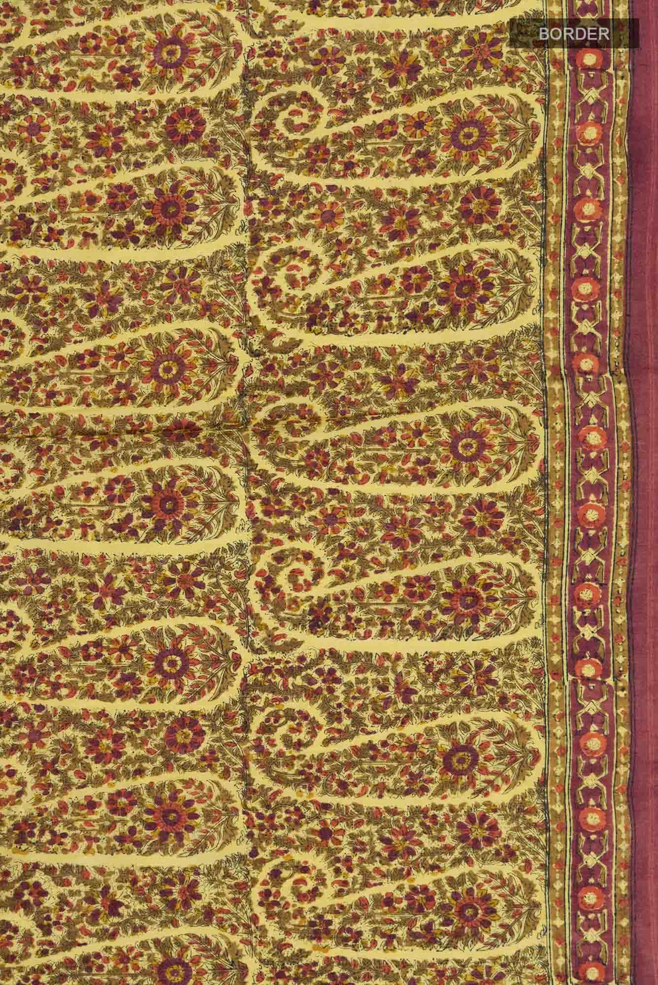 Yellow Bhagalpuri Tussar Silk Saree