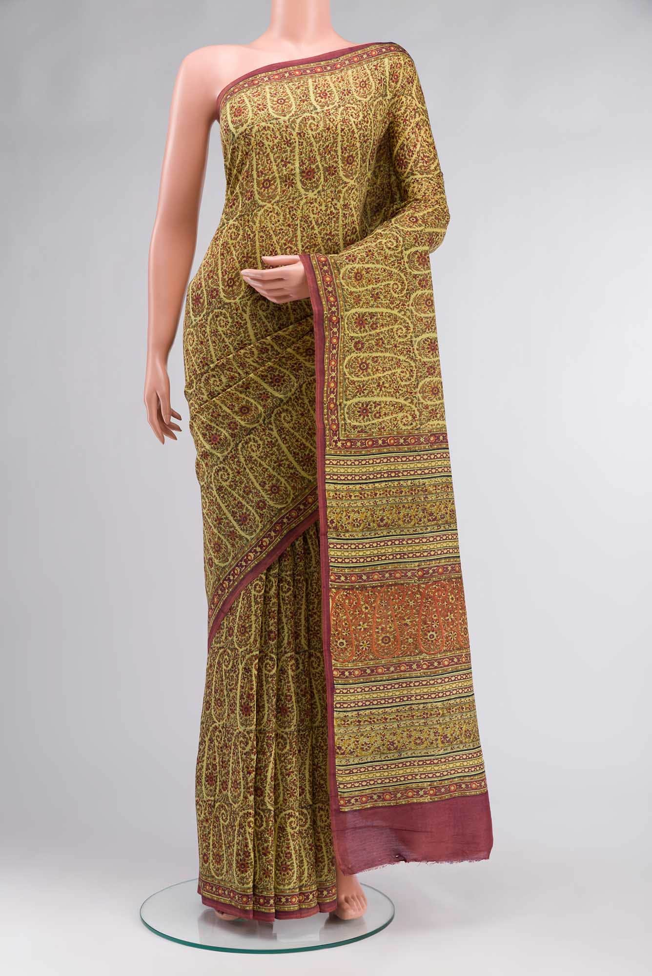 Yellow Bhagalpuri Tussar Silk Saree