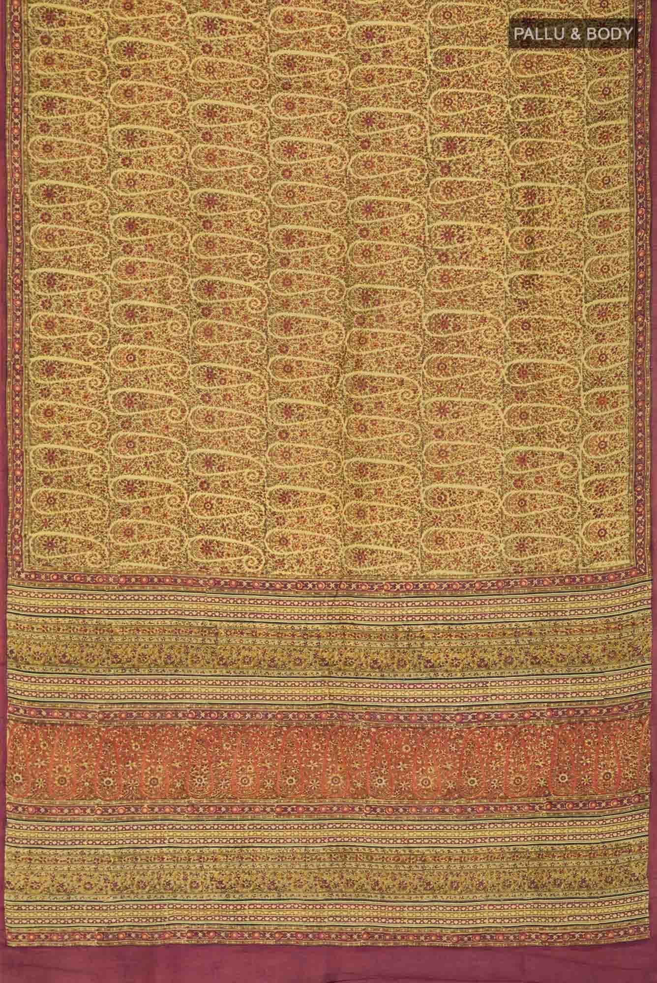 Yellow Bhagalpuri Tussar Silk Saree