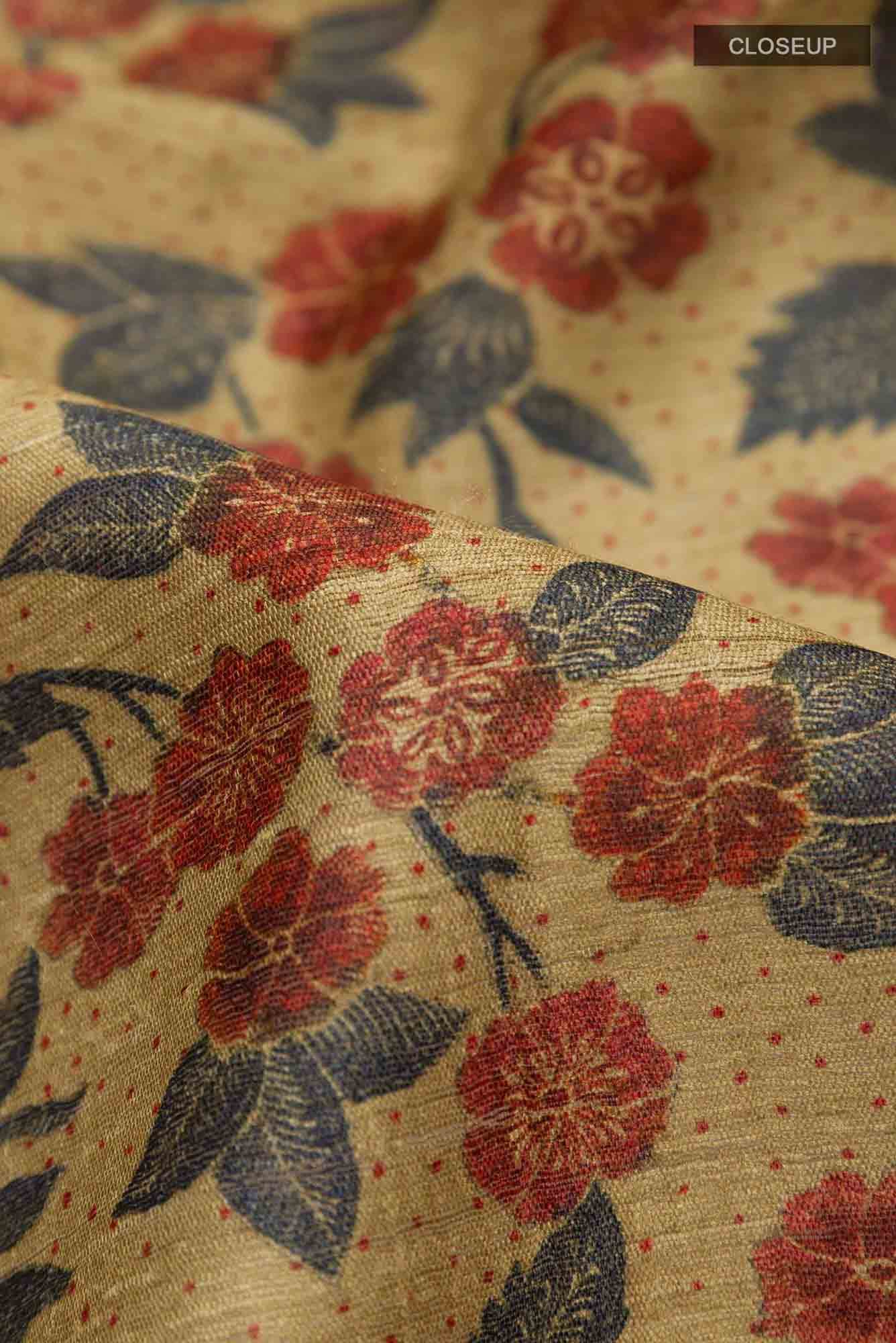 Beige Tussar Saree