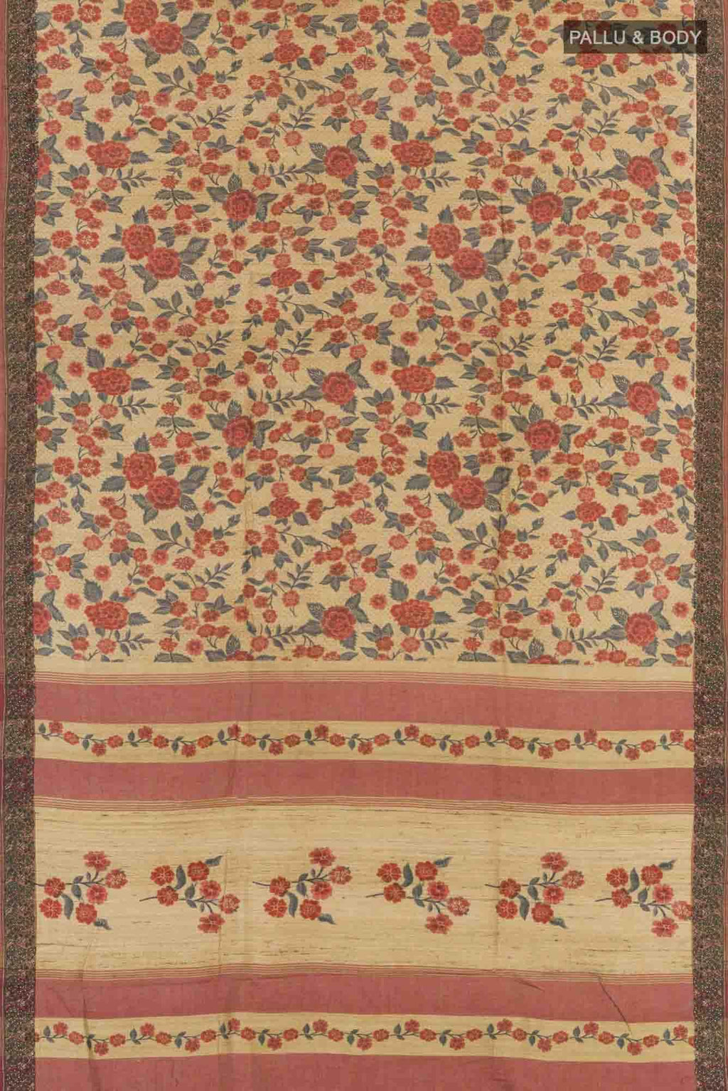 Beige Tussar Saree