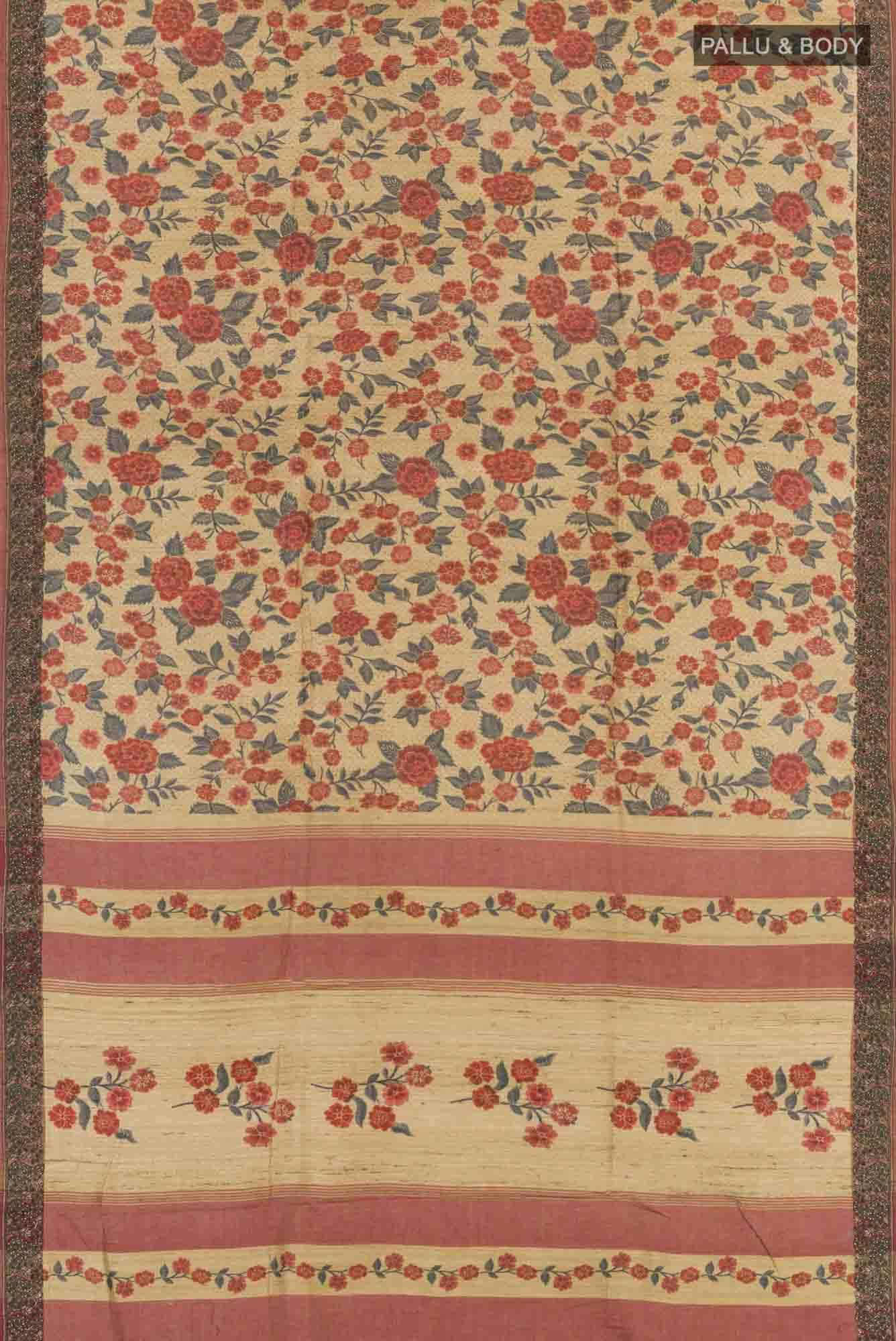 Beige Tussar Saree