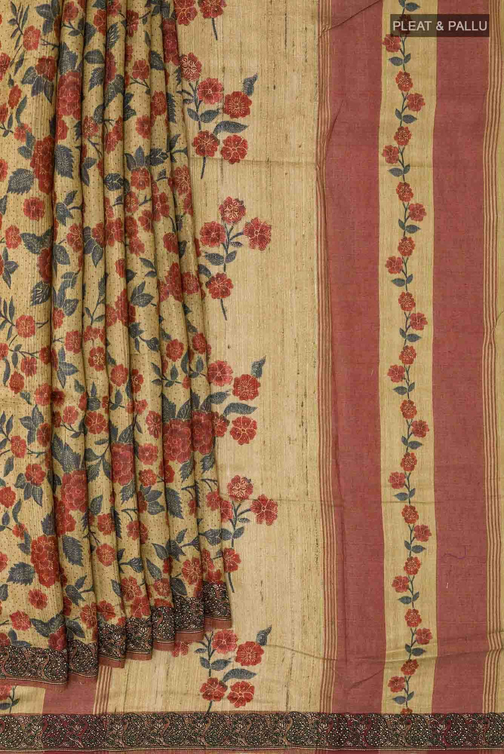 Beige Tussar Saree
