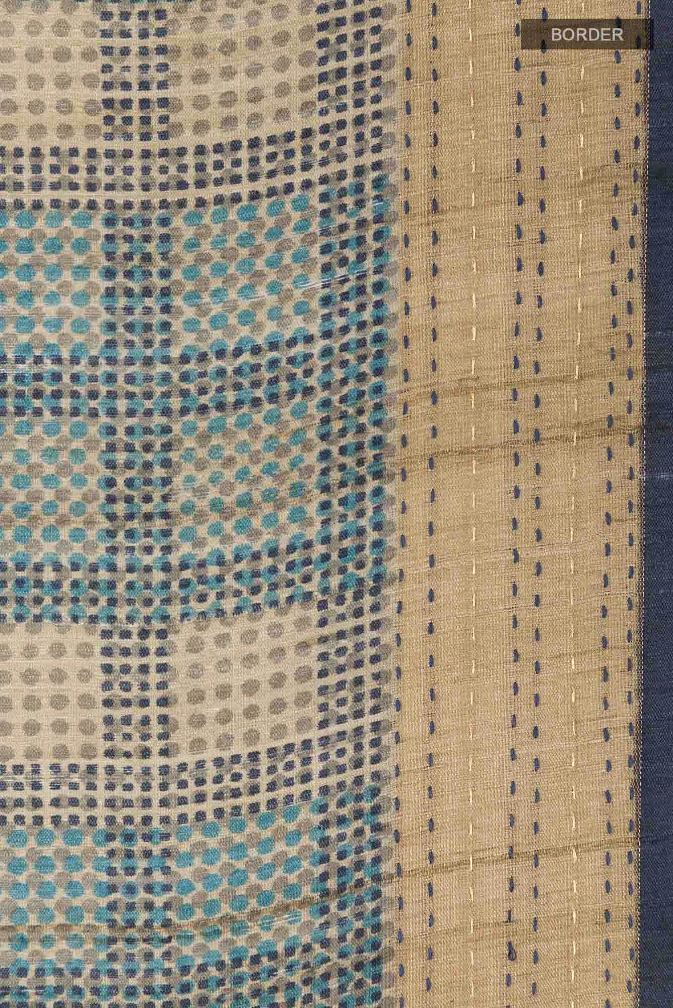 Beige Tussar Silk Saree