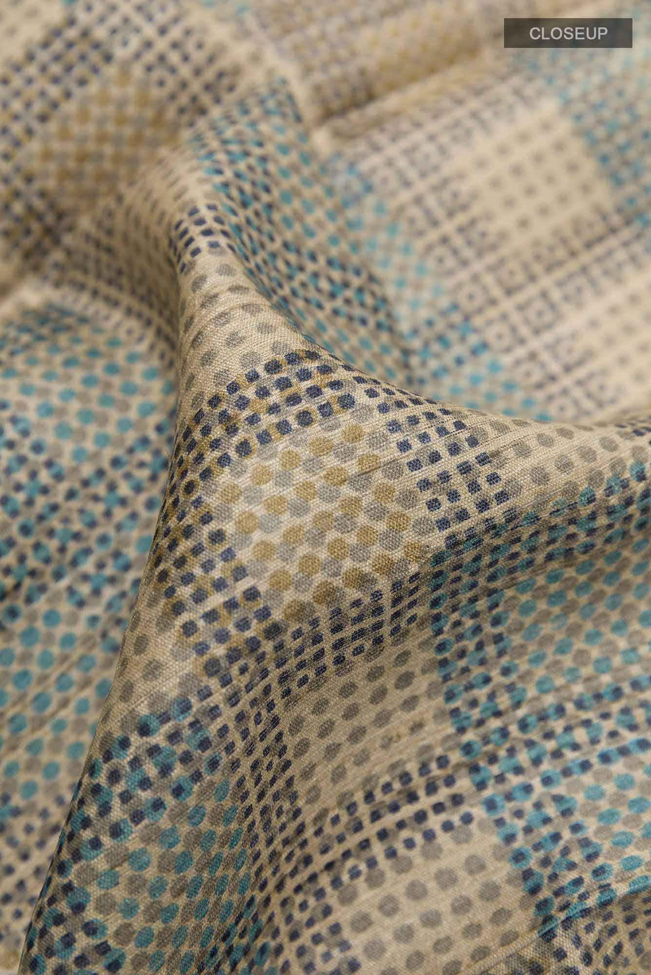 Beige Tussar Silk Saree