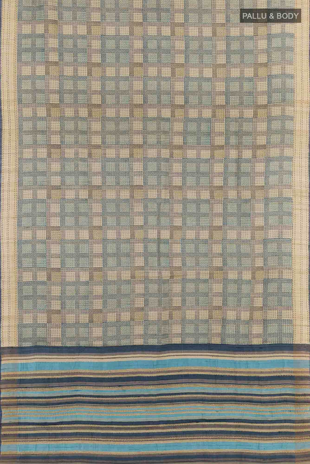 Beige Tussar Silk Saree