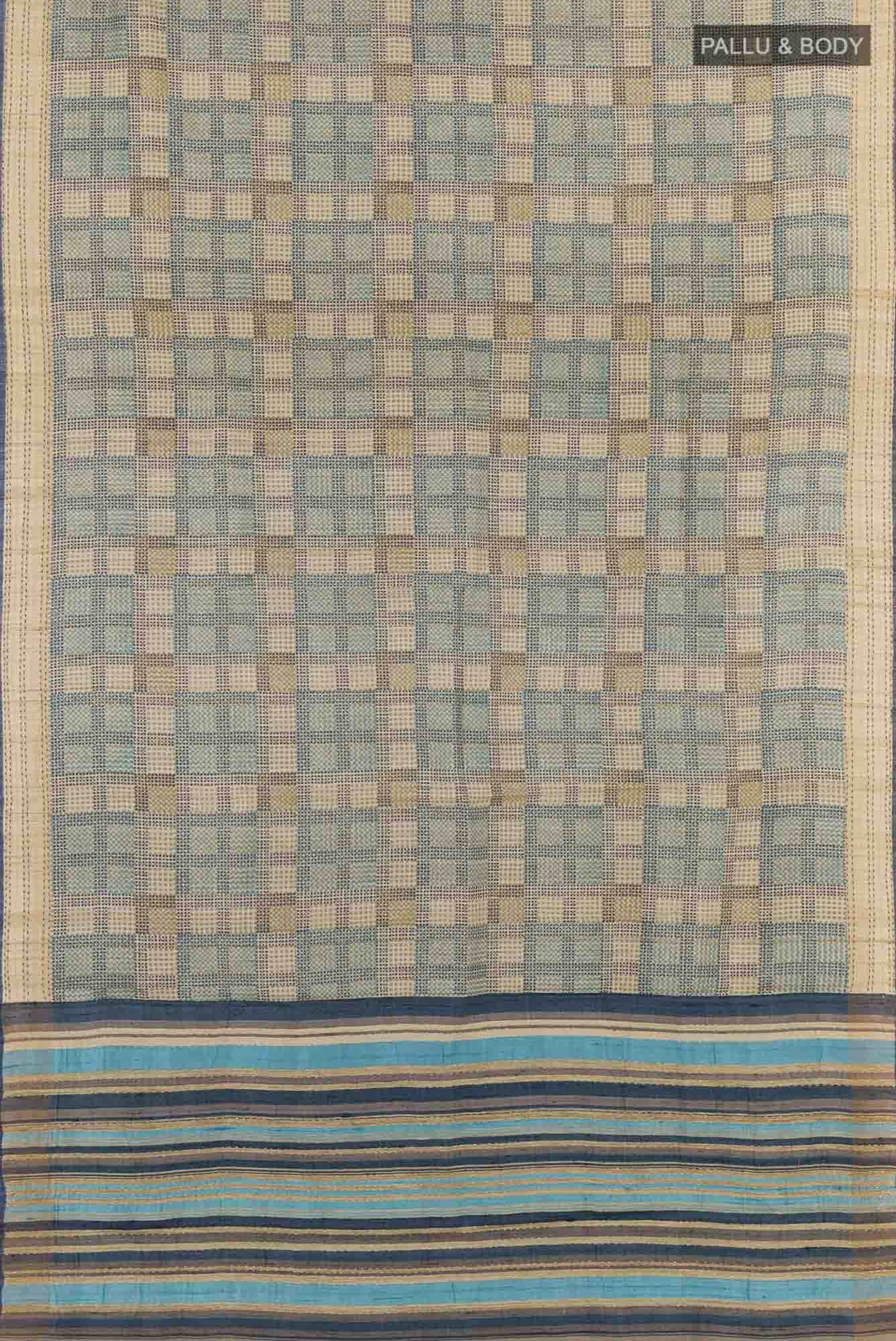 Beige Tussar Silk Saree