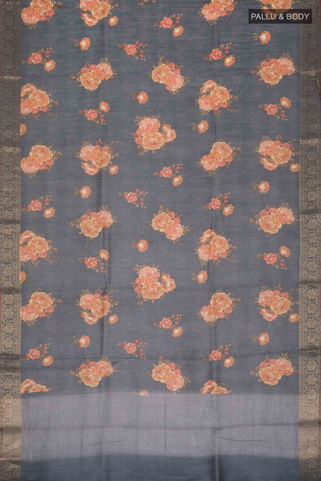 Blue Tussar Silk Saree