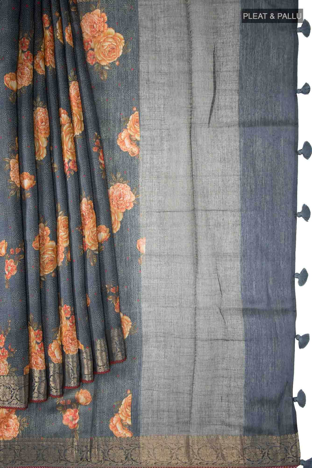 Blue Tussar Silk Saree
