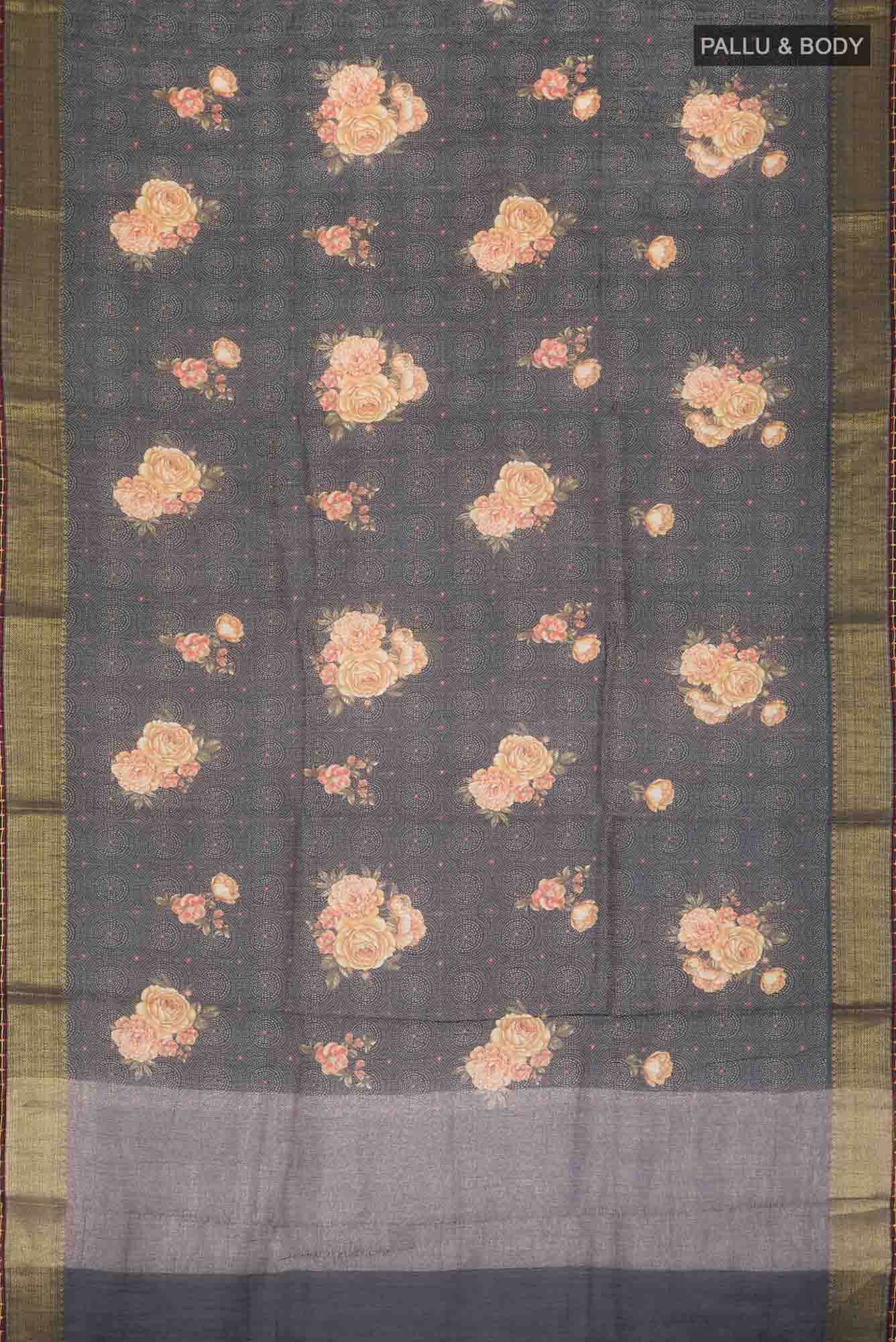 Black Bhagalpuri Tussar Silk Saree