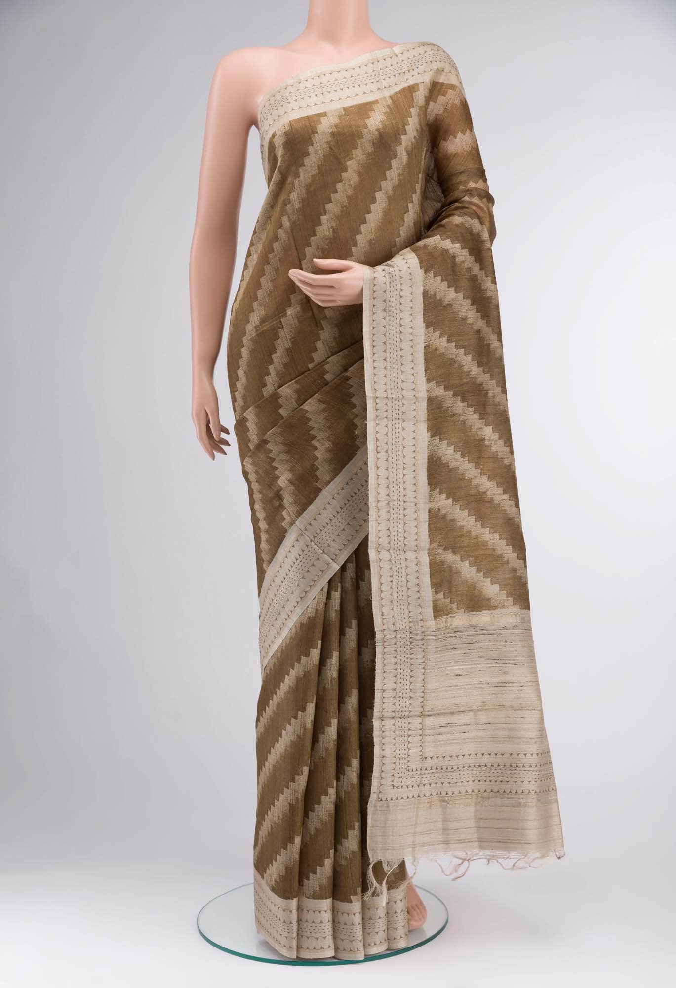 Green Bhagalpuri Tussar Silk Saree