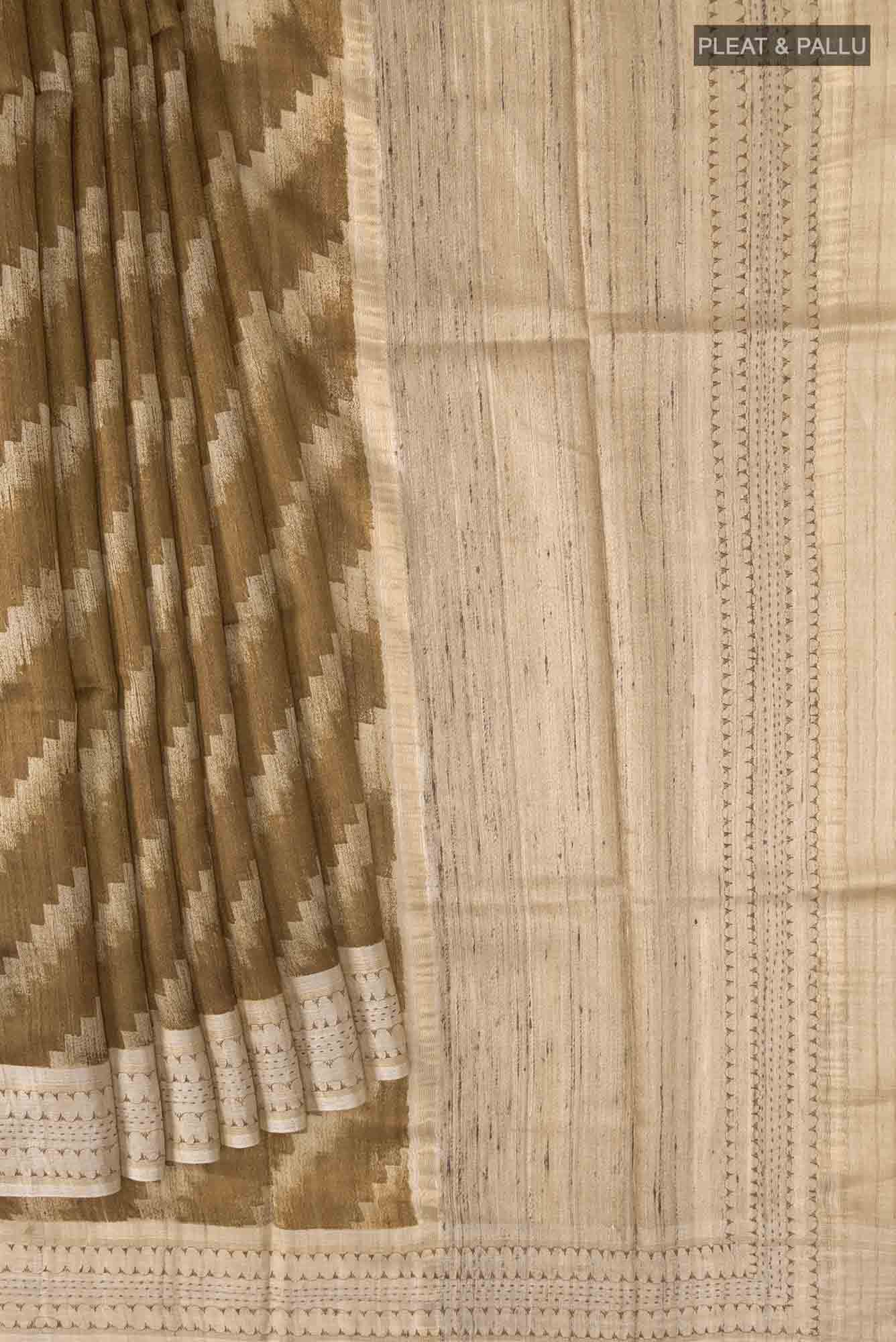 Green Bhagalpuri Tussar Silk Saree