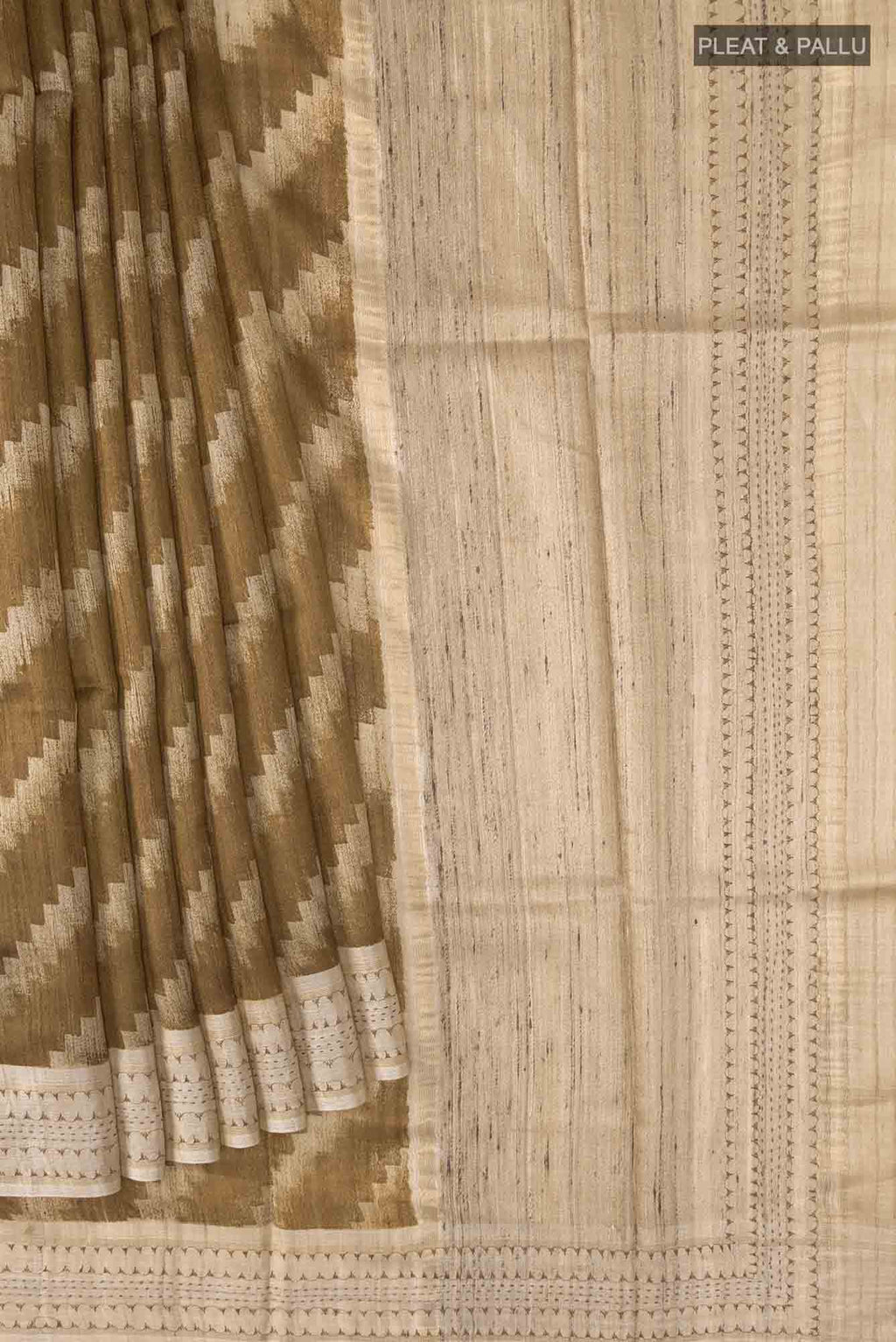 Green Bhagalpuri Tussar Silk Saree