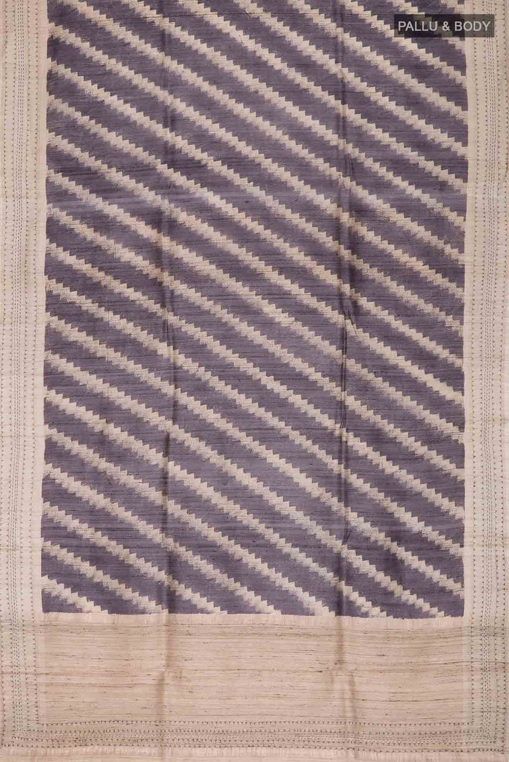 Grey Bhagalpuri Tussar Silk Saree