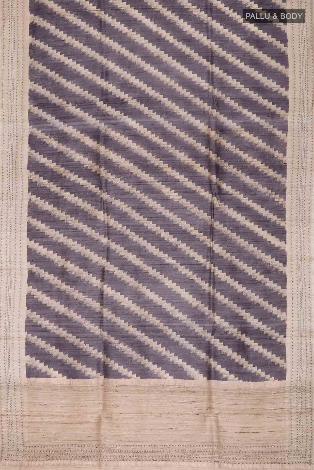 Grey Bhagalpuri Tussar Silk Saree
