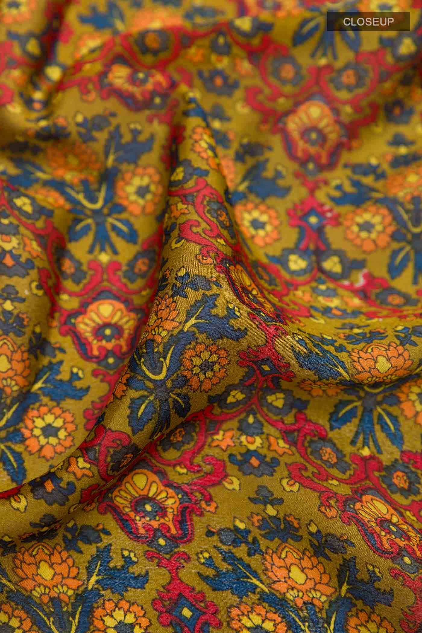 Mustard Crepe Saree
