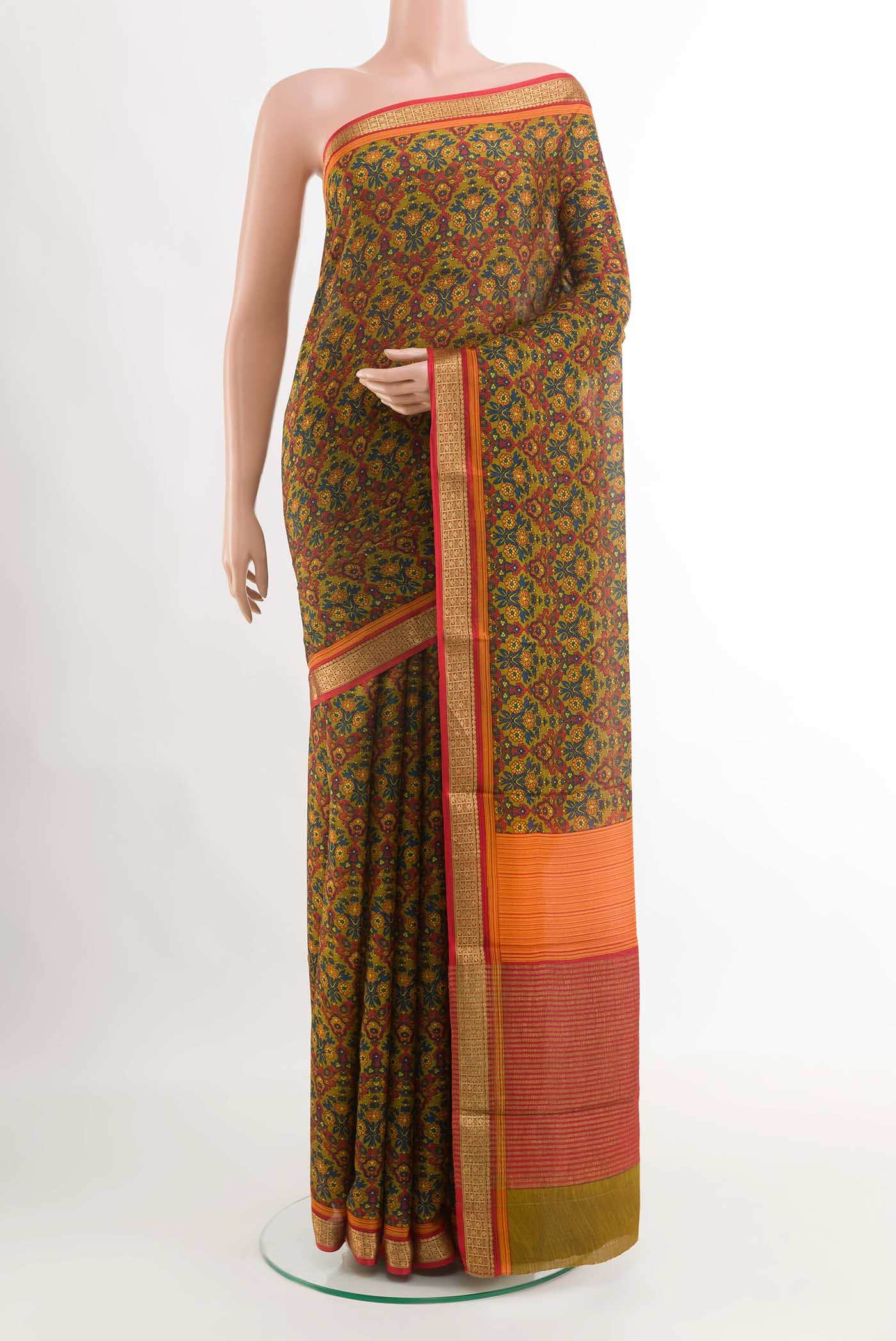 Mustard Crepe Saree