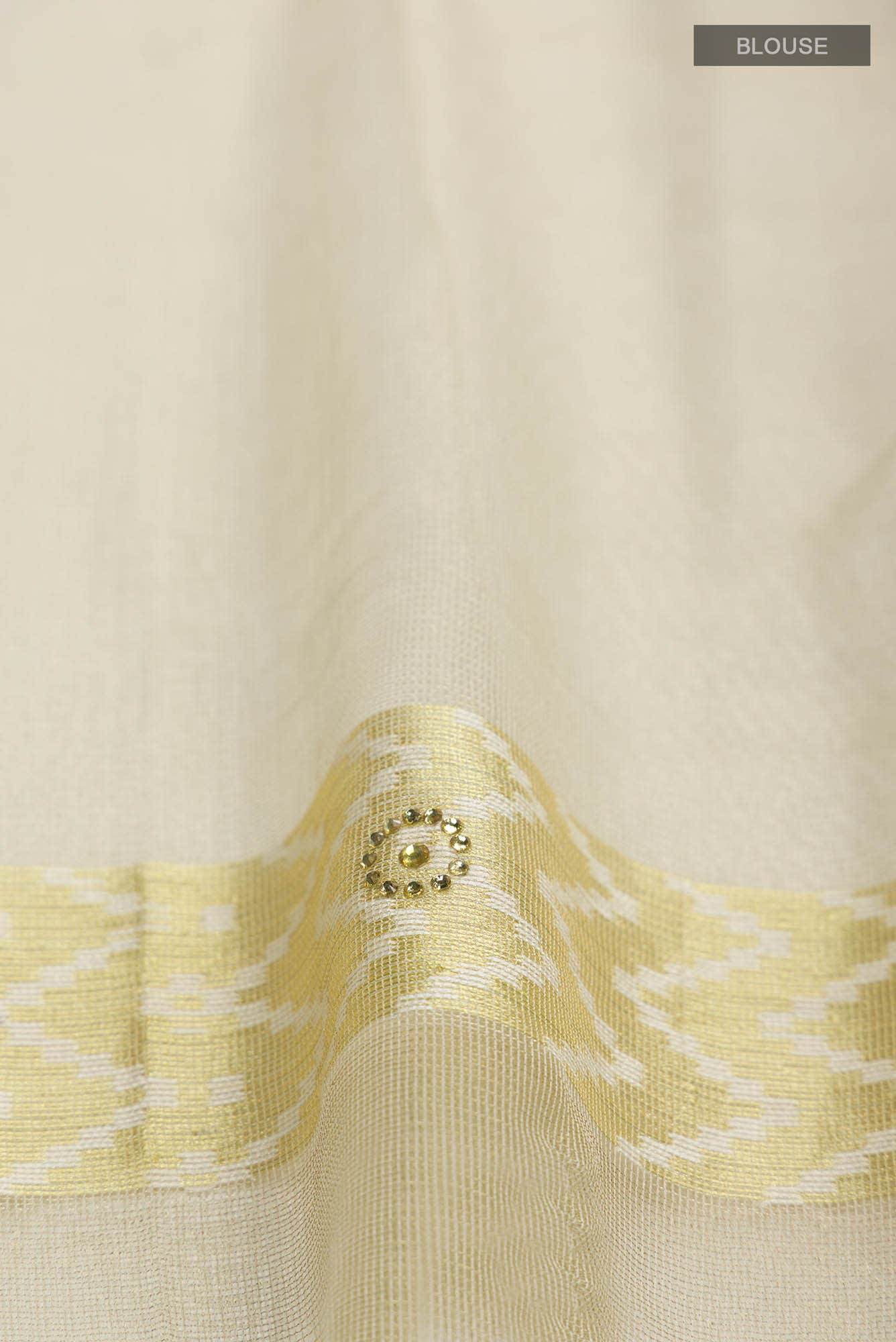 Cream Blended Banarasi Kota Silk Saree