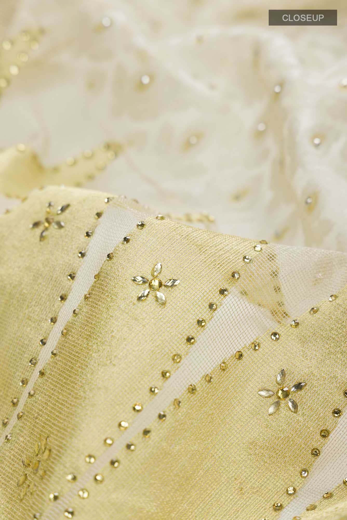 Cream Blended Banarasi Kota Silk Saree