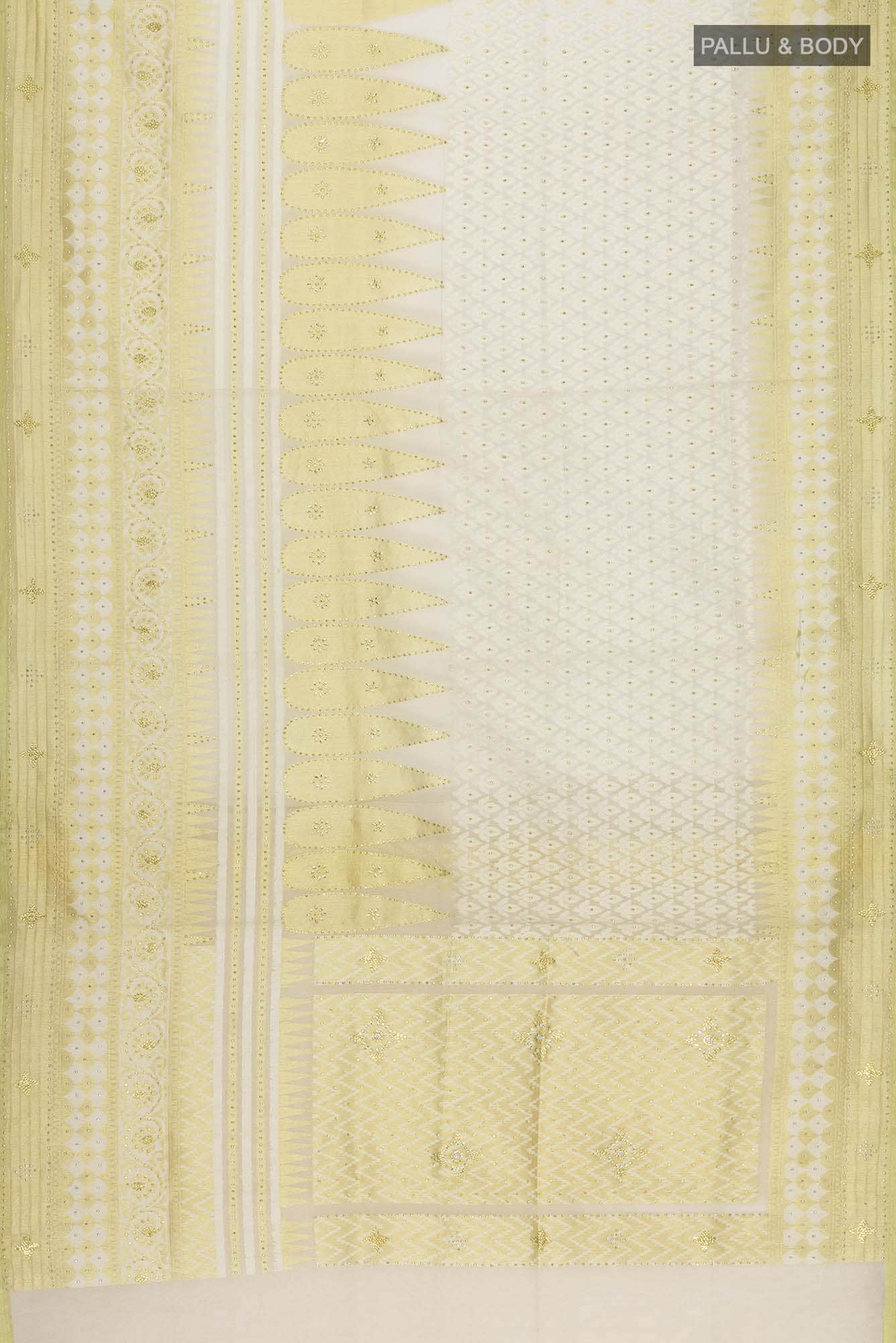 Cream Blended Banarasi Kota Silk Saree