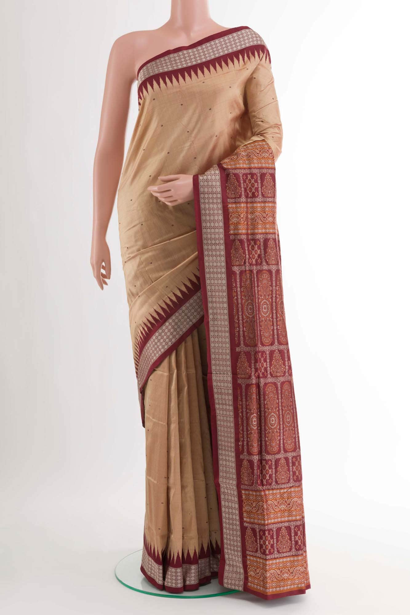 Beige Orissa Silk Saree