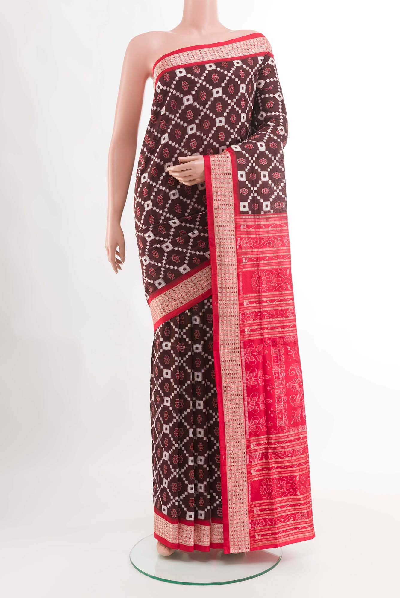 Brown Orissa Ikat Saree