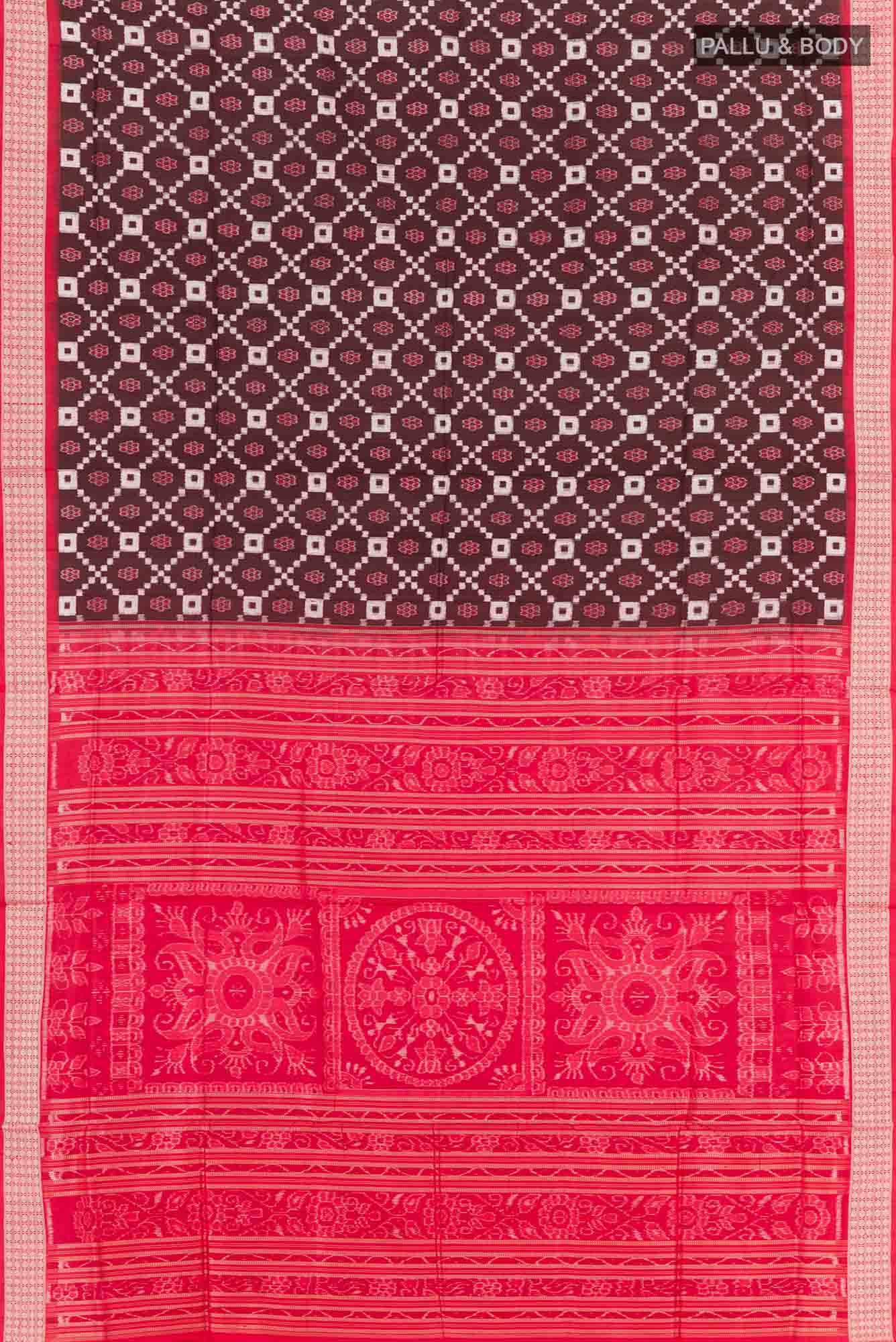 Brown Orissa Ikat Saree