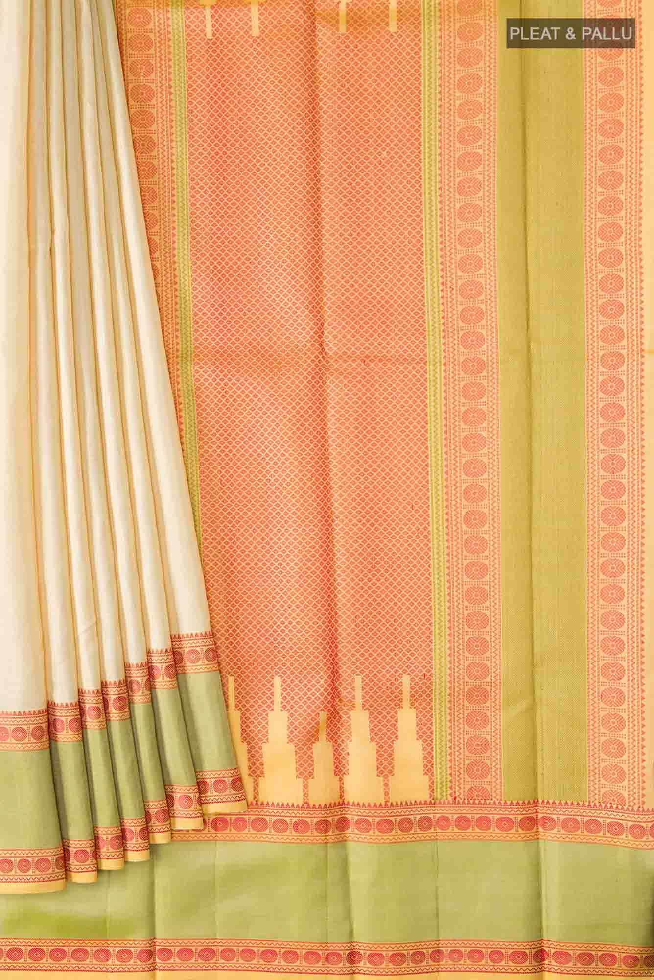 Beige Kanchipuram Silk Saree